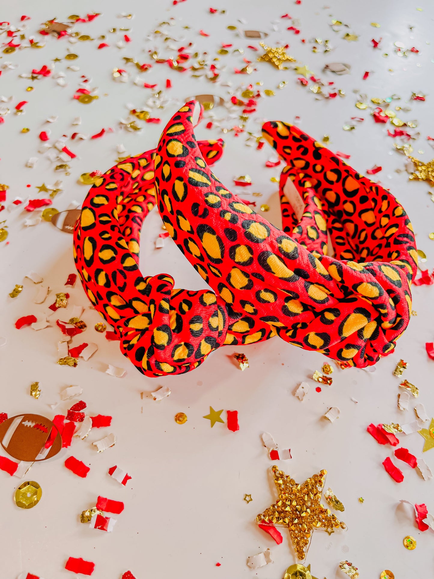 Red Gold Leopard Knotted Headband R2S