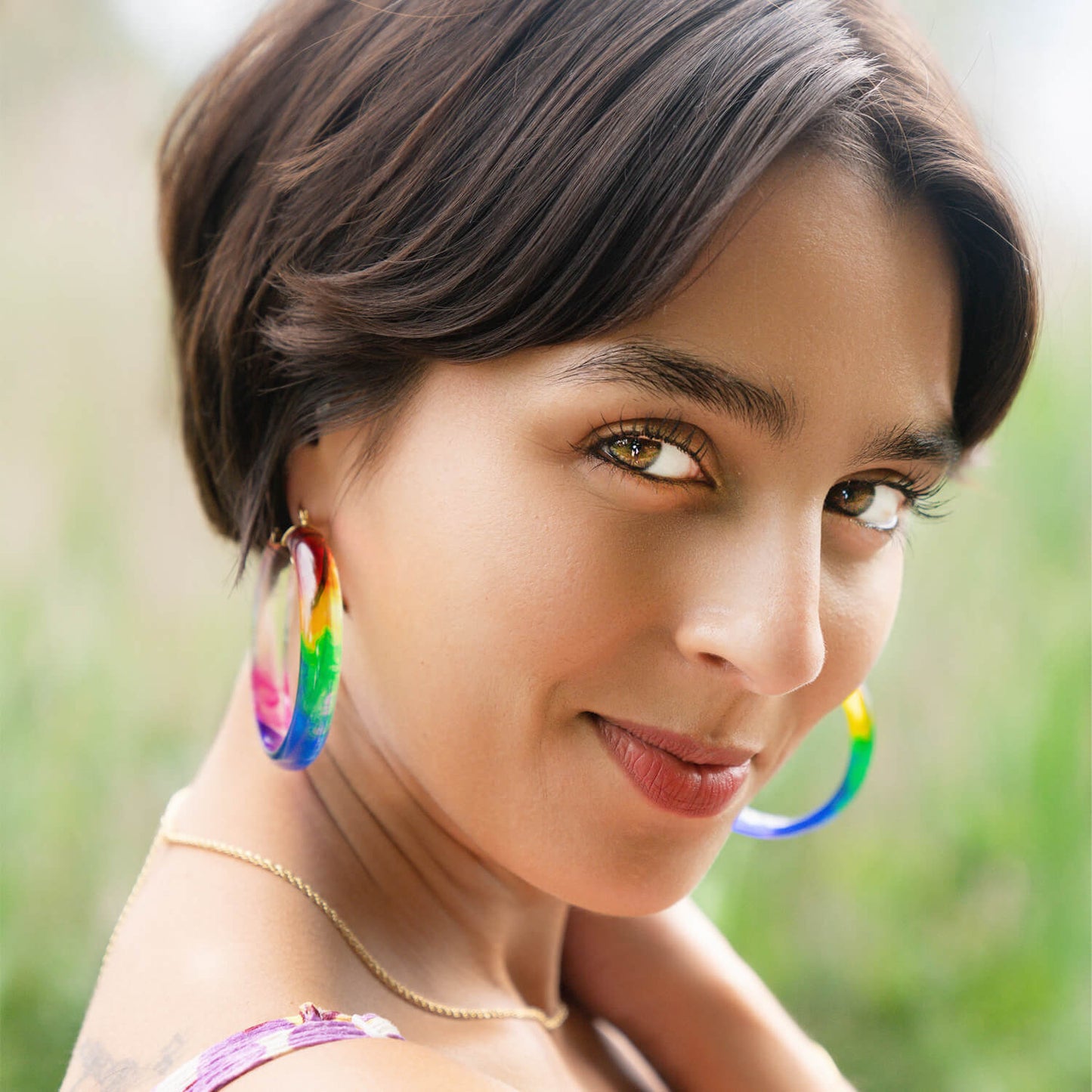 PRIDE Rainbow Tie Dye Lucite Hoops