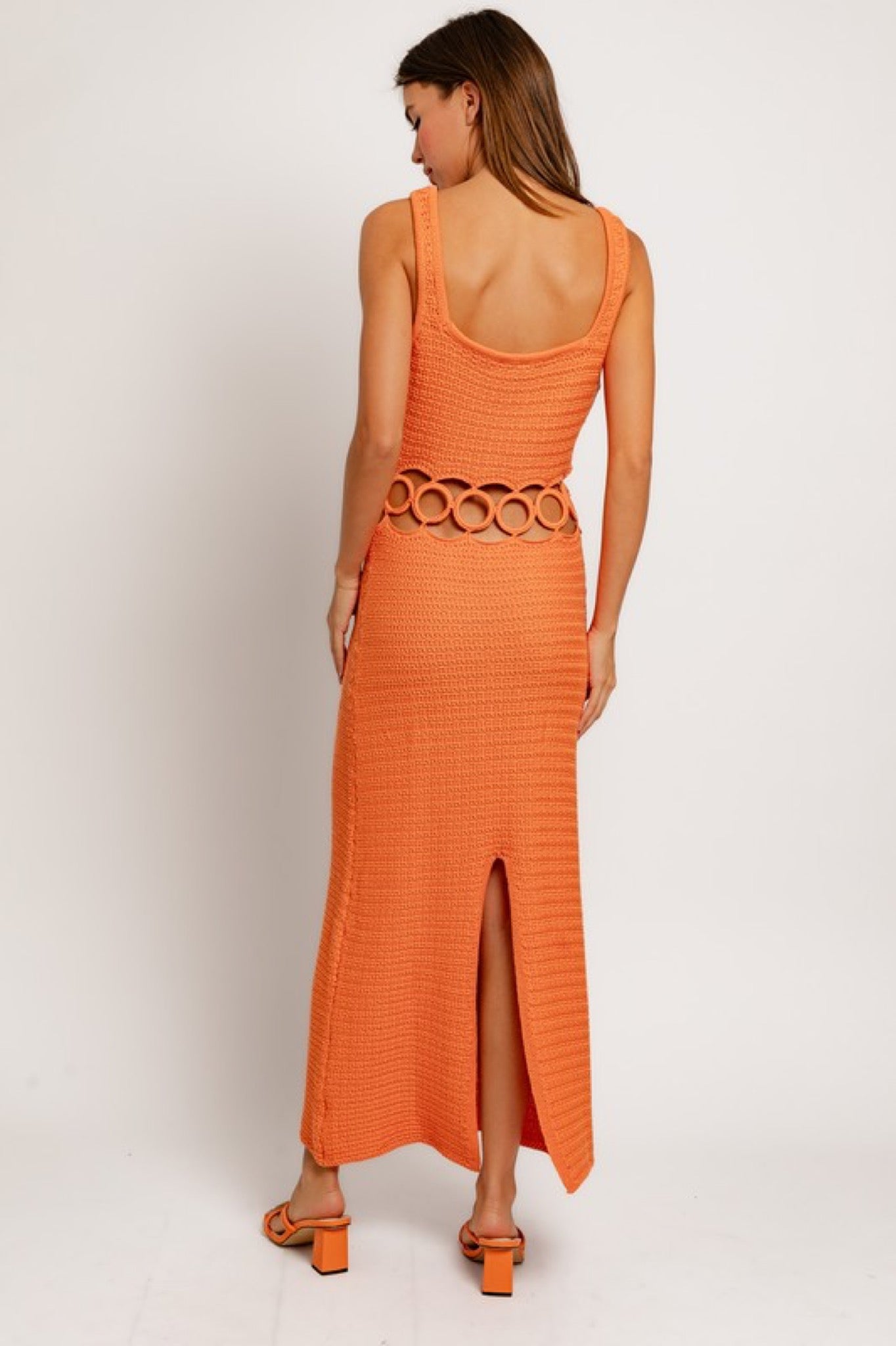 Crochet Midi Dress - Square Neck Sleeveless Summer Dress