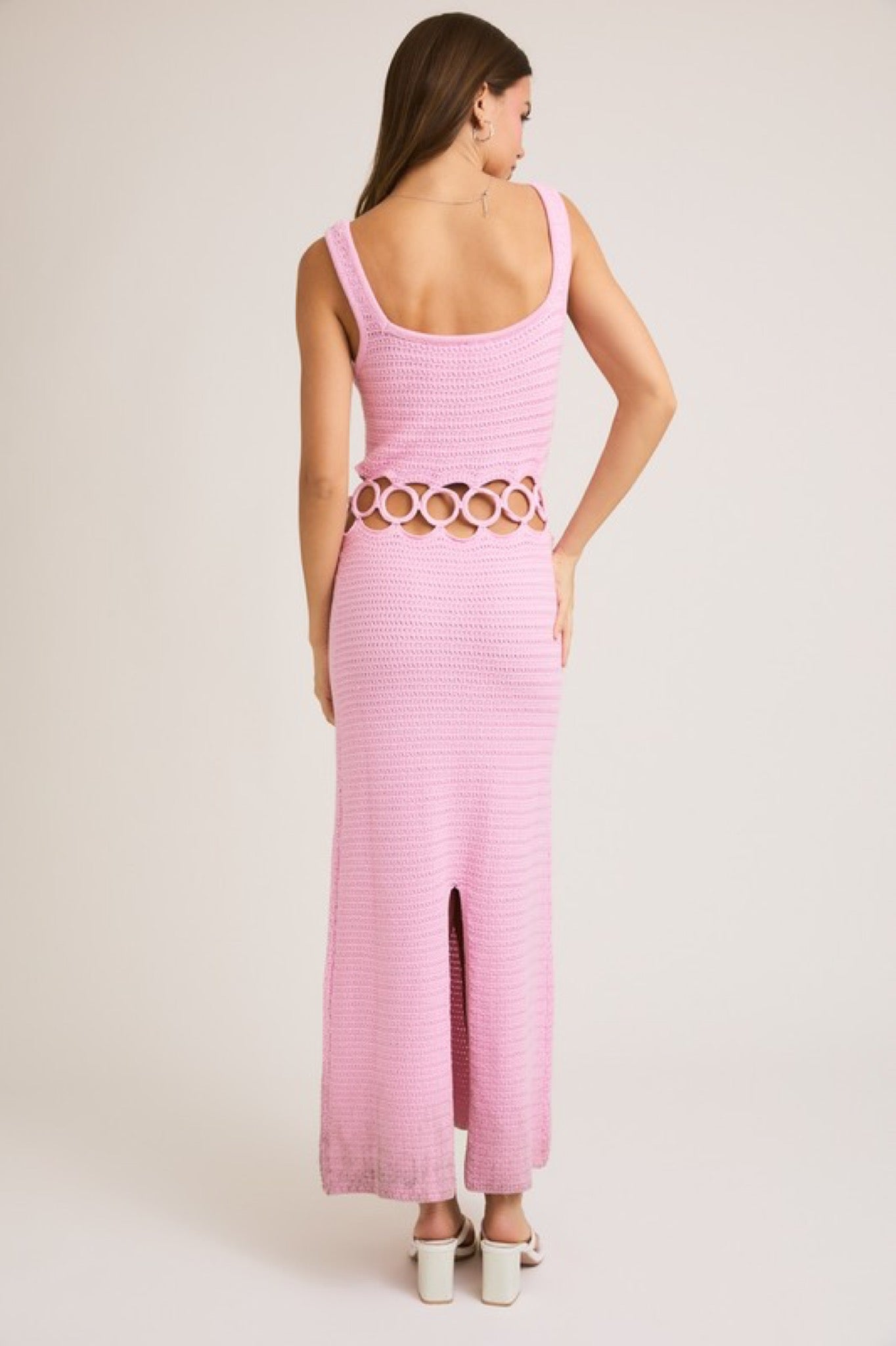 Crochet Midi Dress - Square Neck Sleeveless Summer Dress