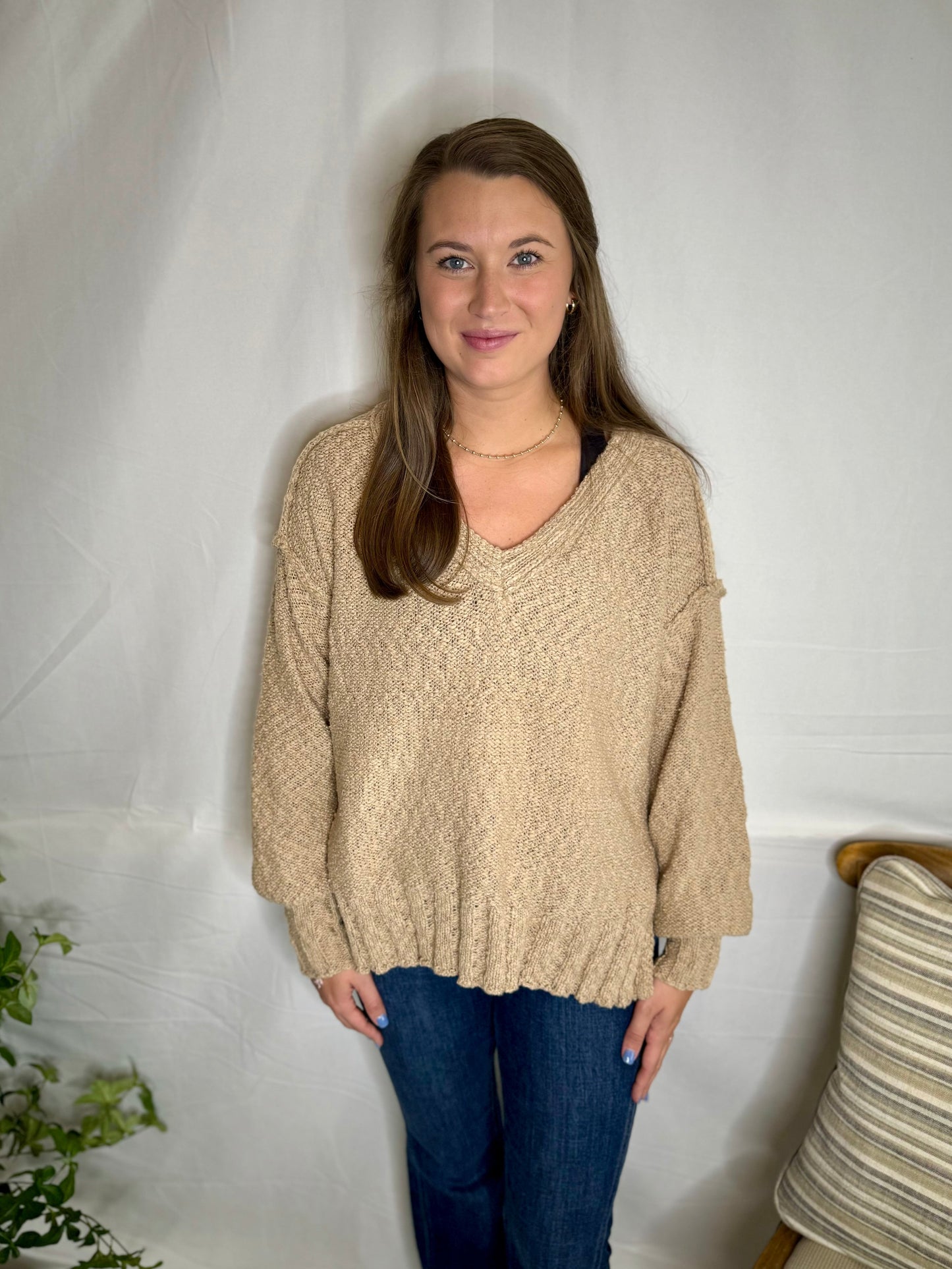 The Autumn Balloon Sweater- Tan