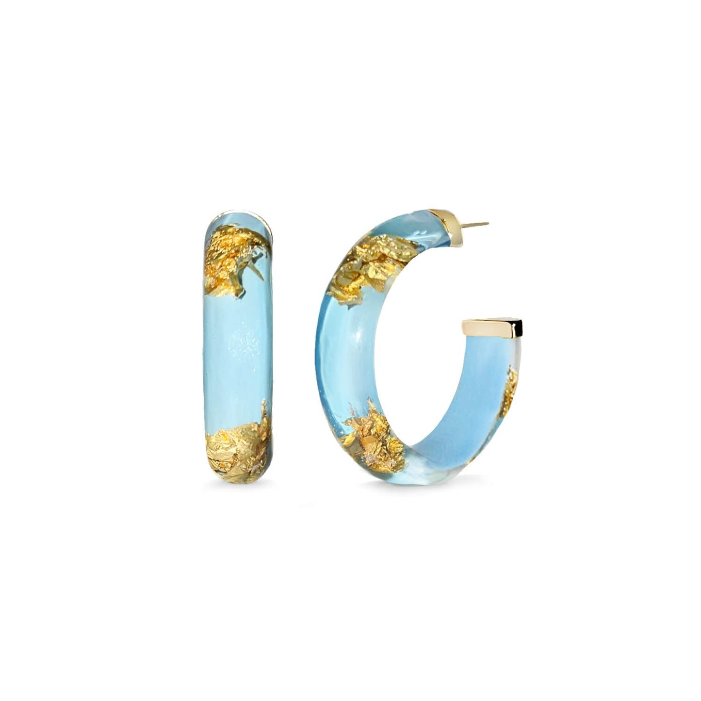 Small Gold Leaf Lucite Hoop Earrings
