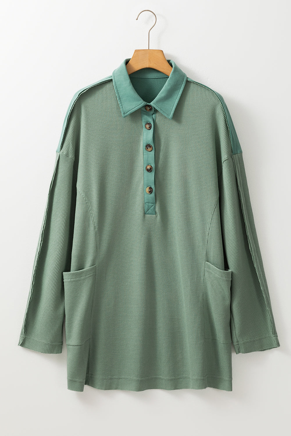 Arianna Waffle Half Button Top.