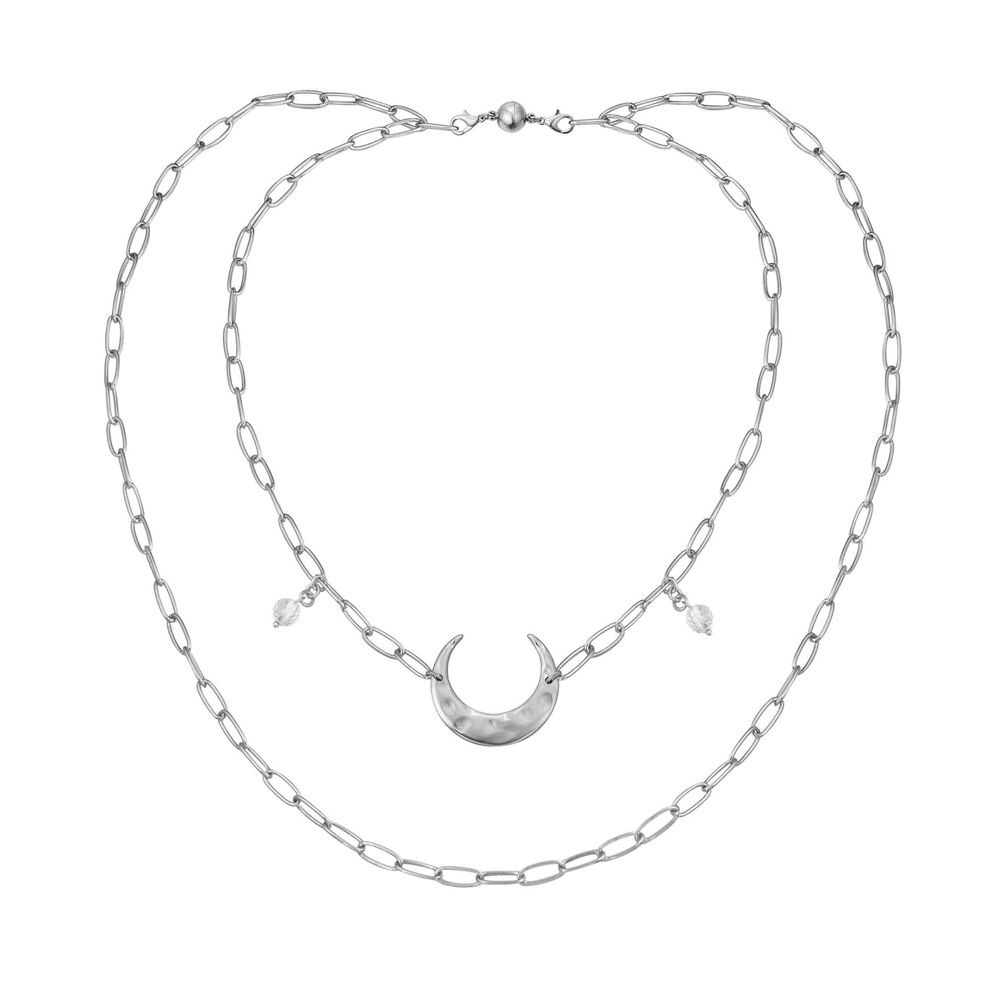 Light Crescent Moon Long Chain Necklace