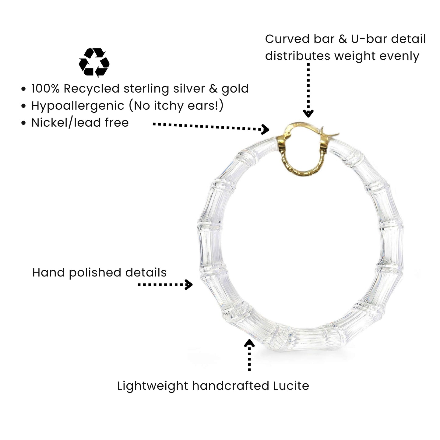 XL Blackberry Lucite Bamboo Hoop Earrings