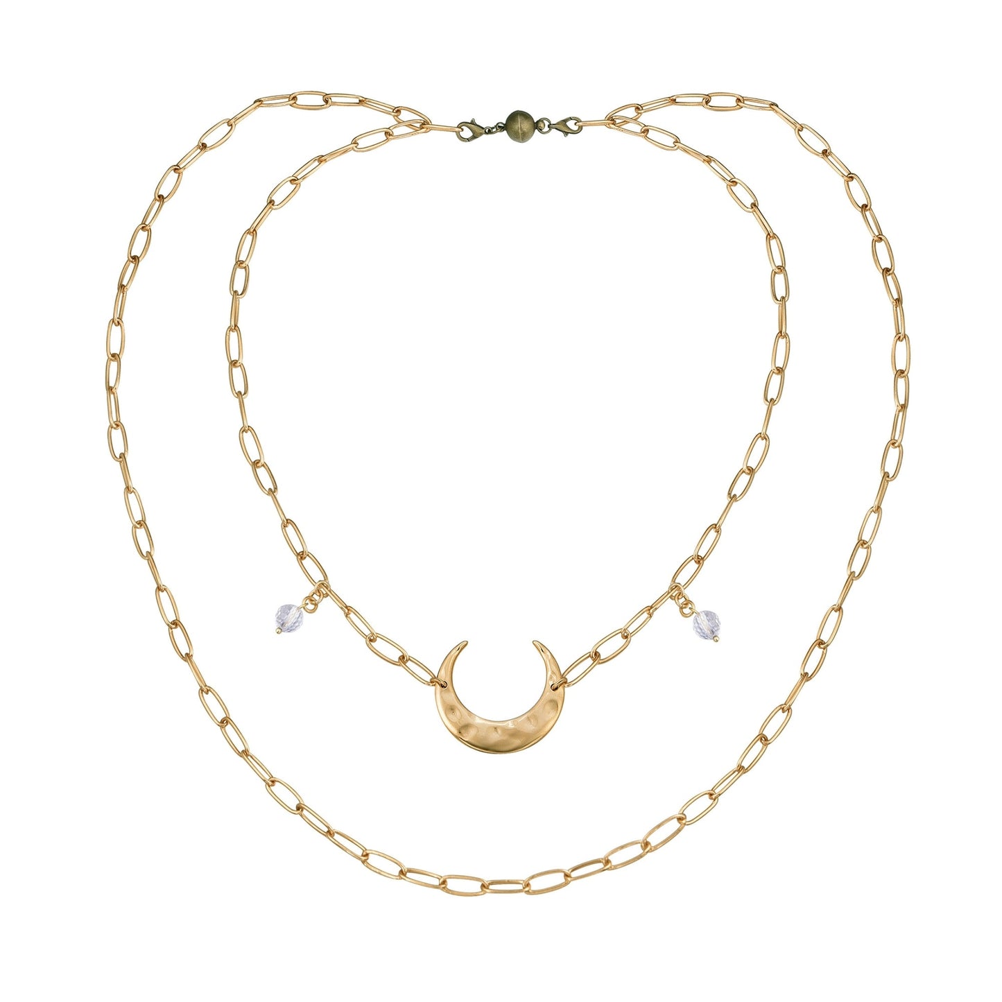 Light Crescent Moon Long Chain Necklace