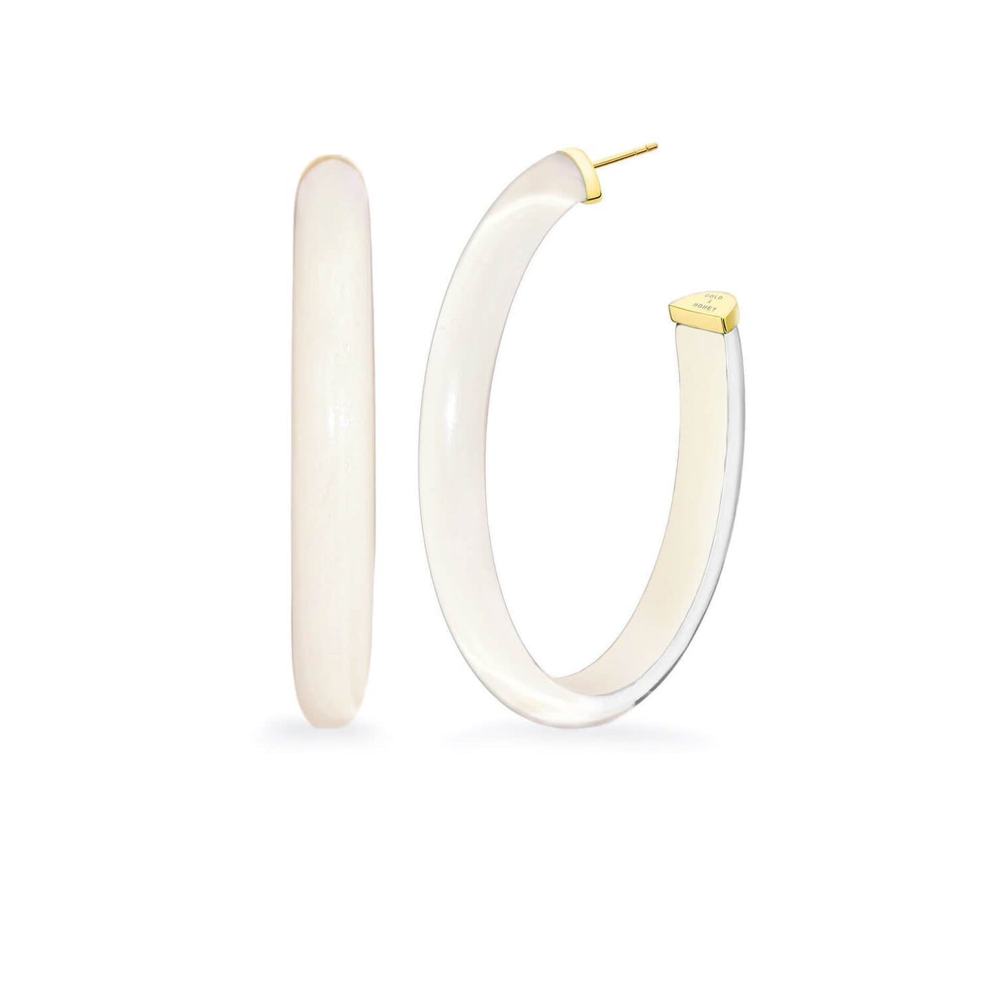 XL Oval Illusion Neutral Lucite Hoop Earrings
