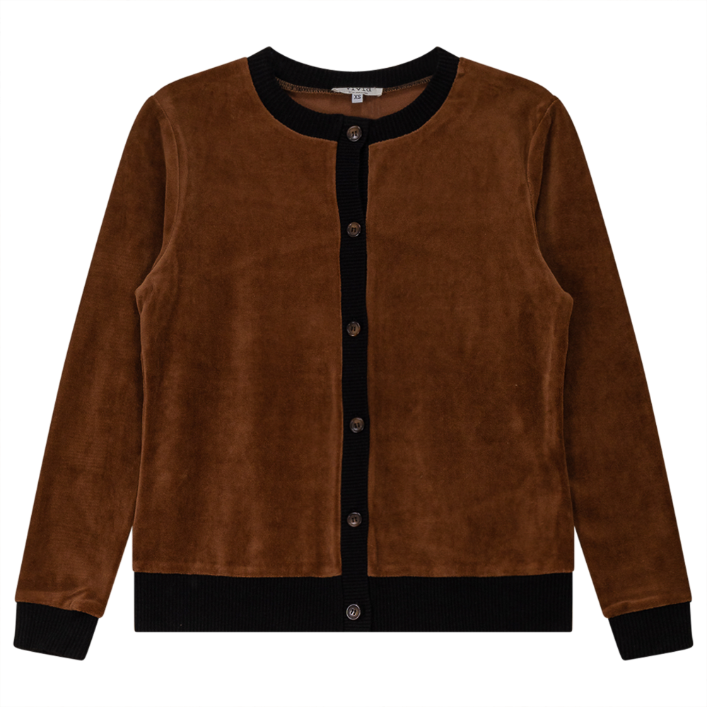 Velour Round Neck Cardigan