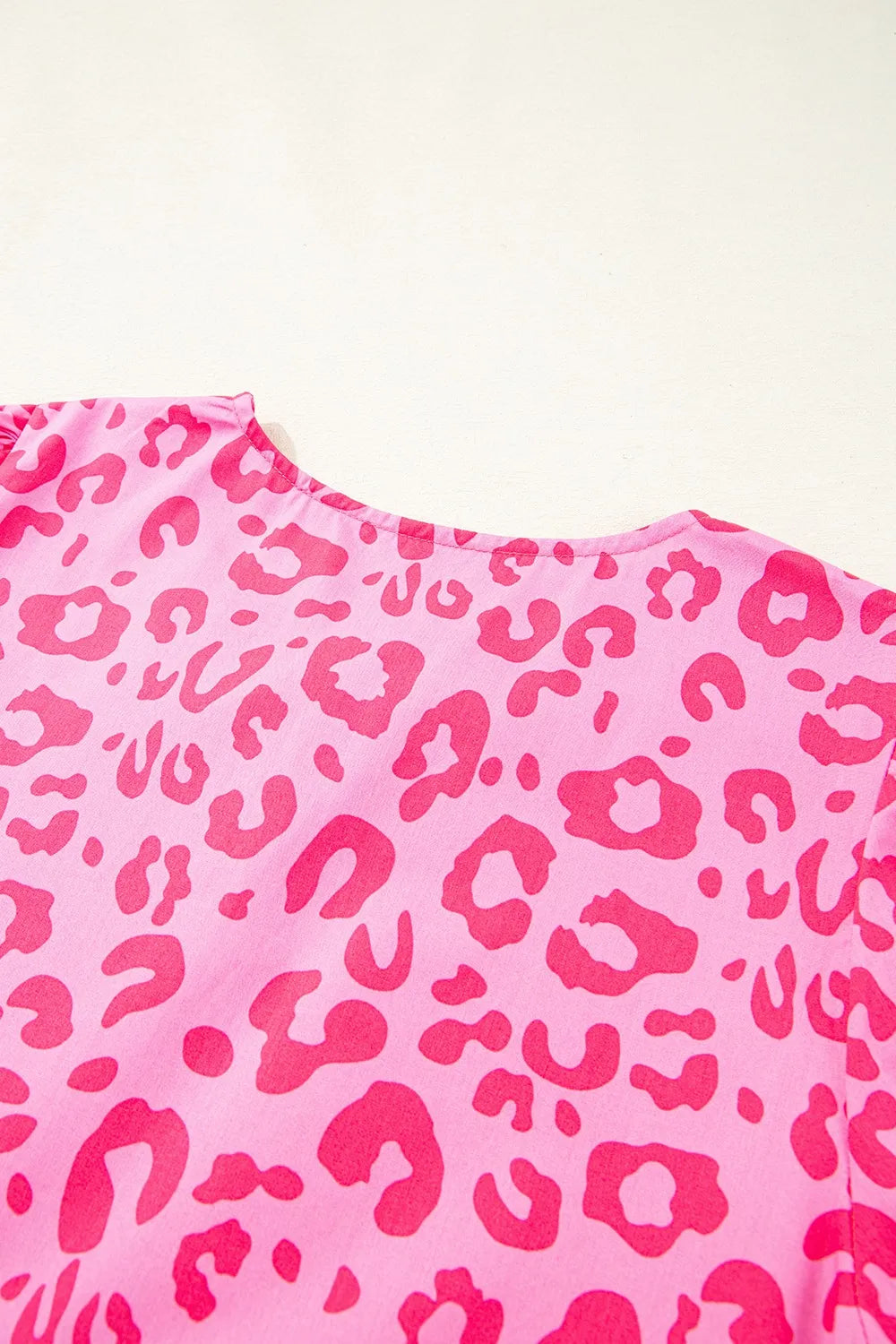 Leopard Tie Front Puff Sleeve Dress