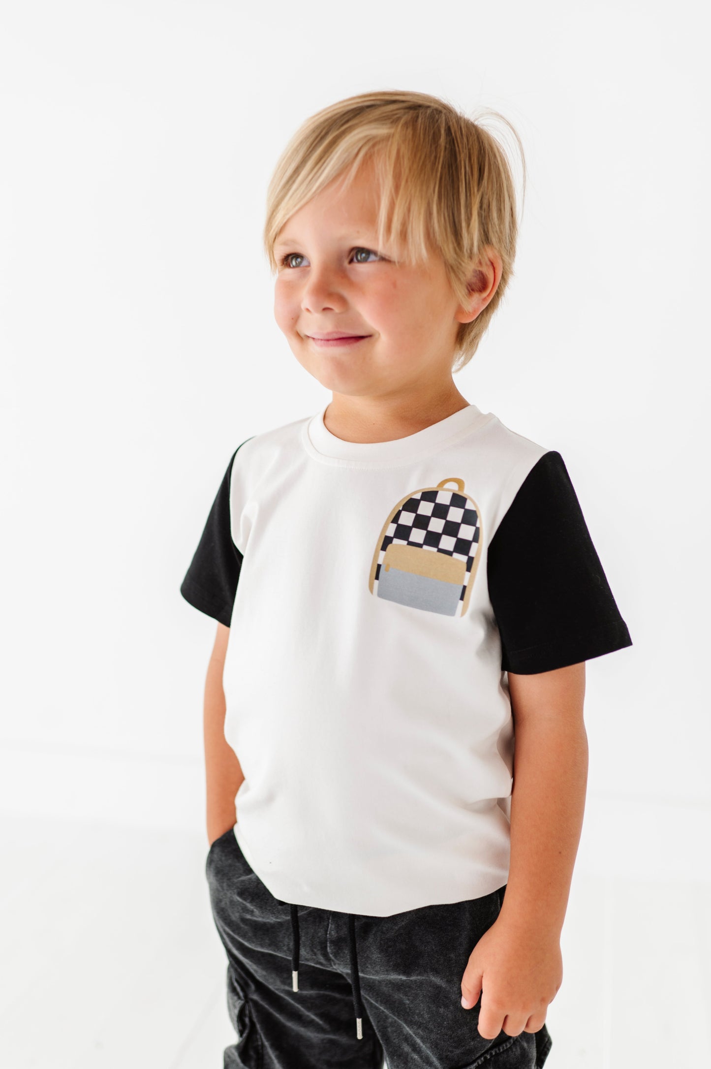 Boy Backpack Colorblock Tee(cool to be kind on back)
