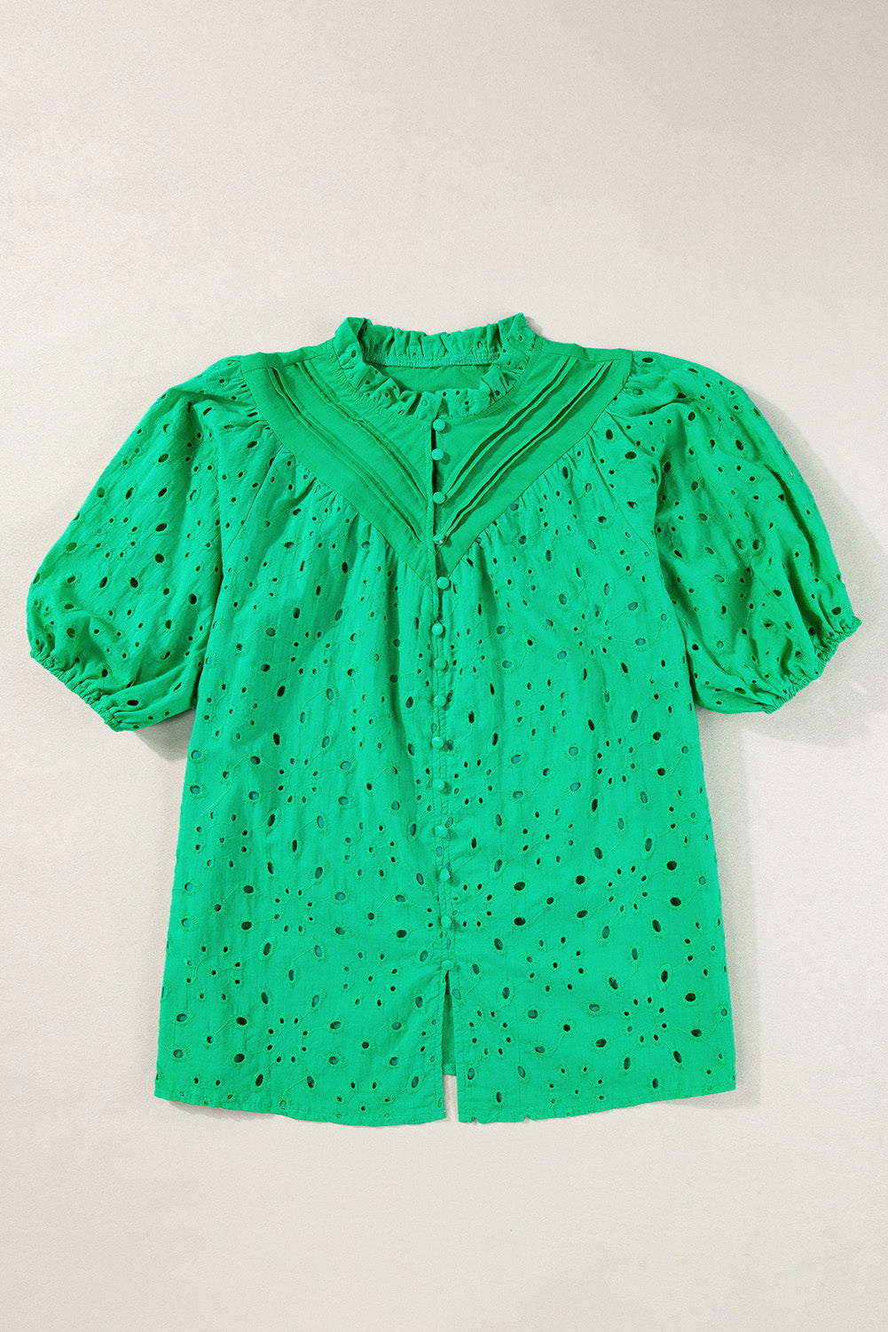 Arielle Embroidered Hollow-out Puff Sleeve Blouse
