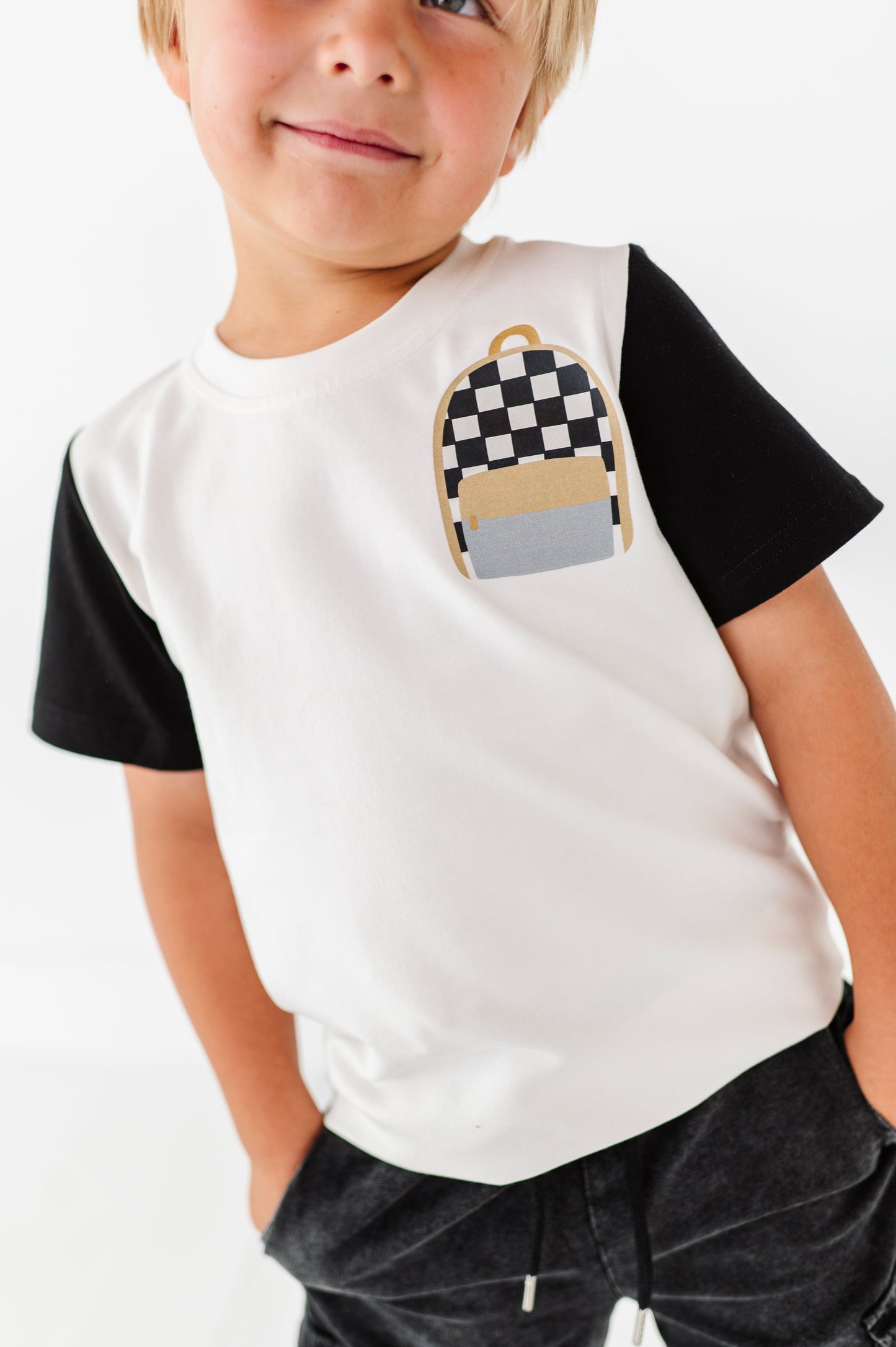 Boy Backpack Colorblock Tee(cool to be kind on back)