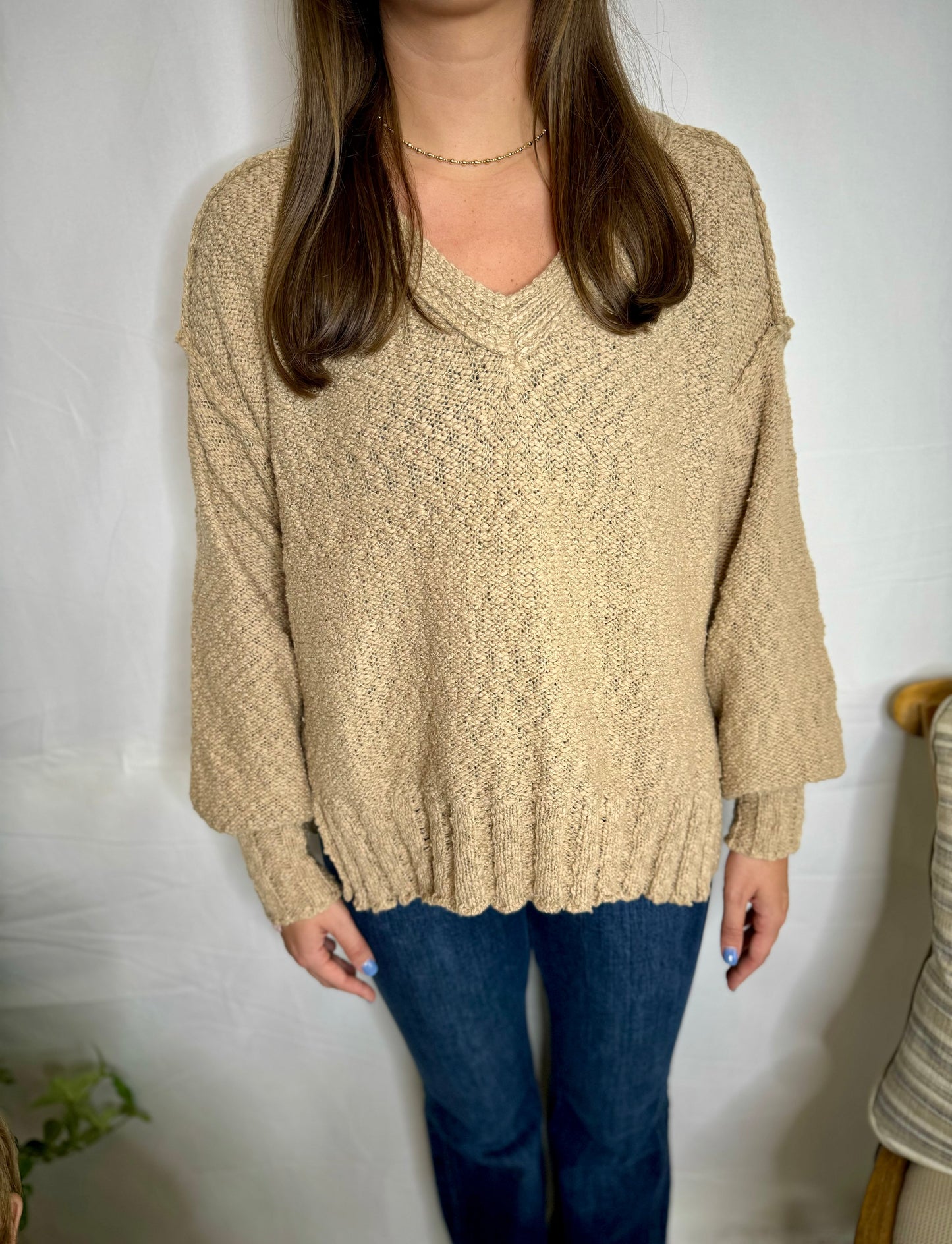 The Autumn Balloon Sweater- Tan