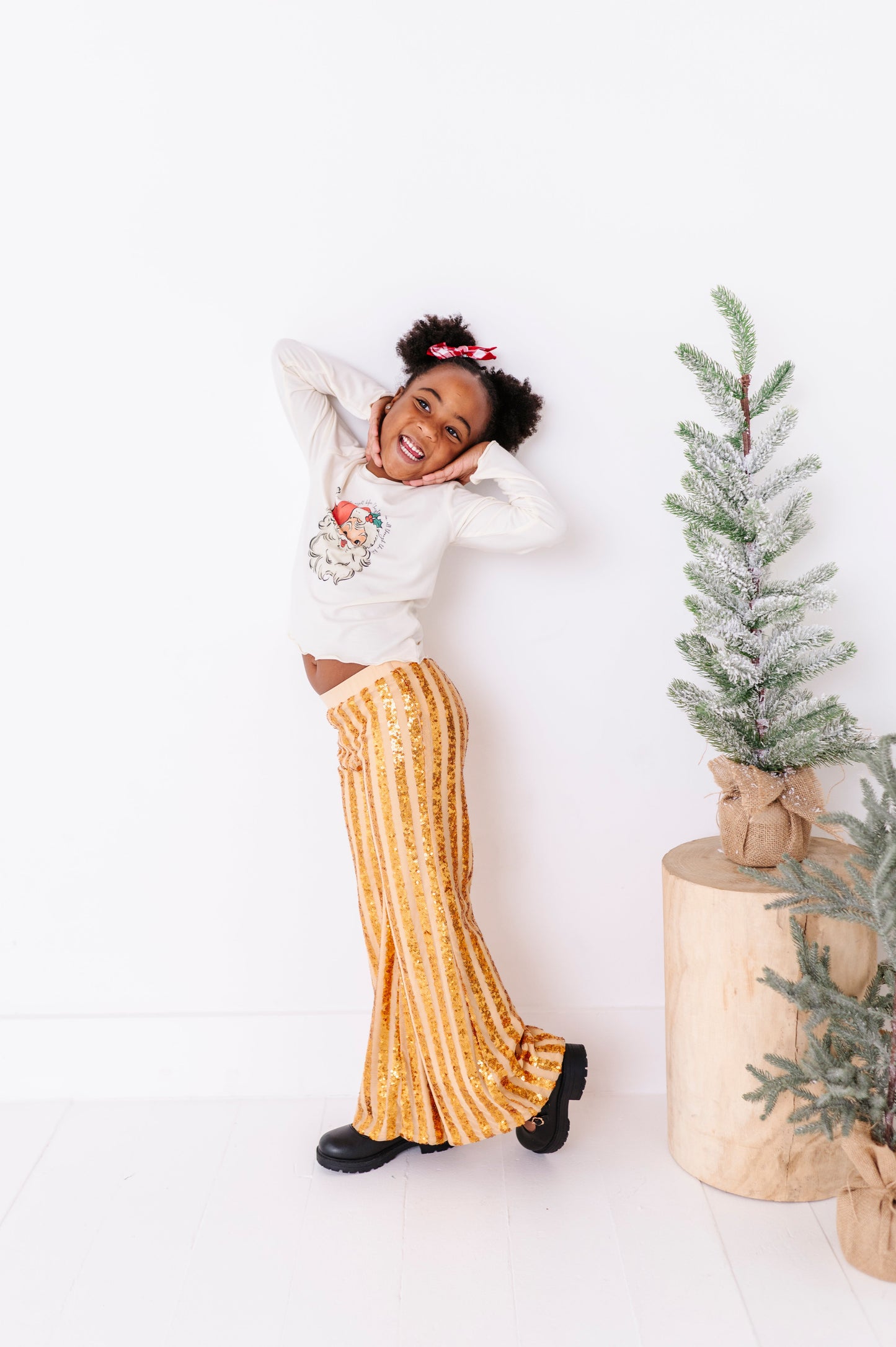 Gold Sequin Stripe | Wide-Leg Pants