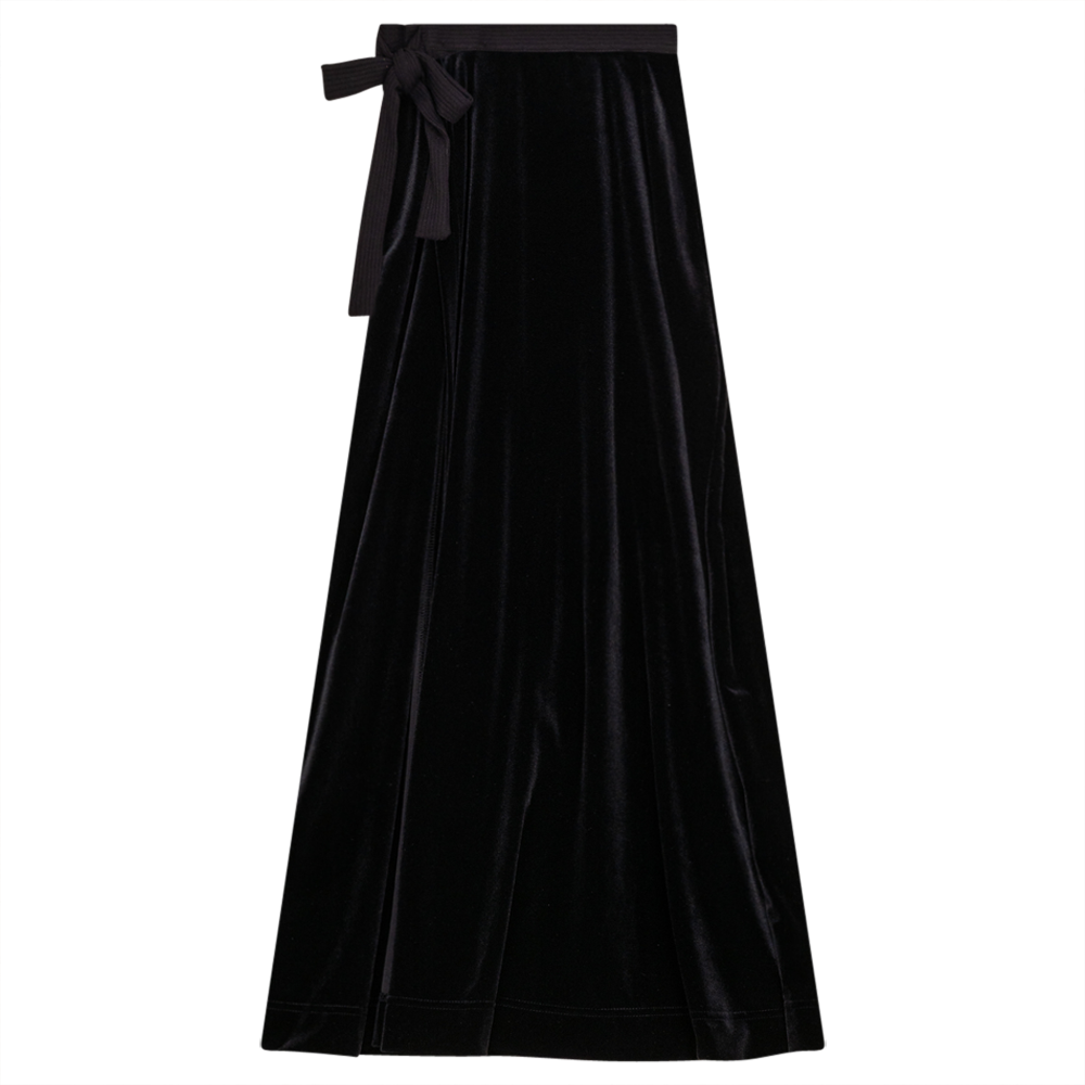 Wrap Velour Long Skirt