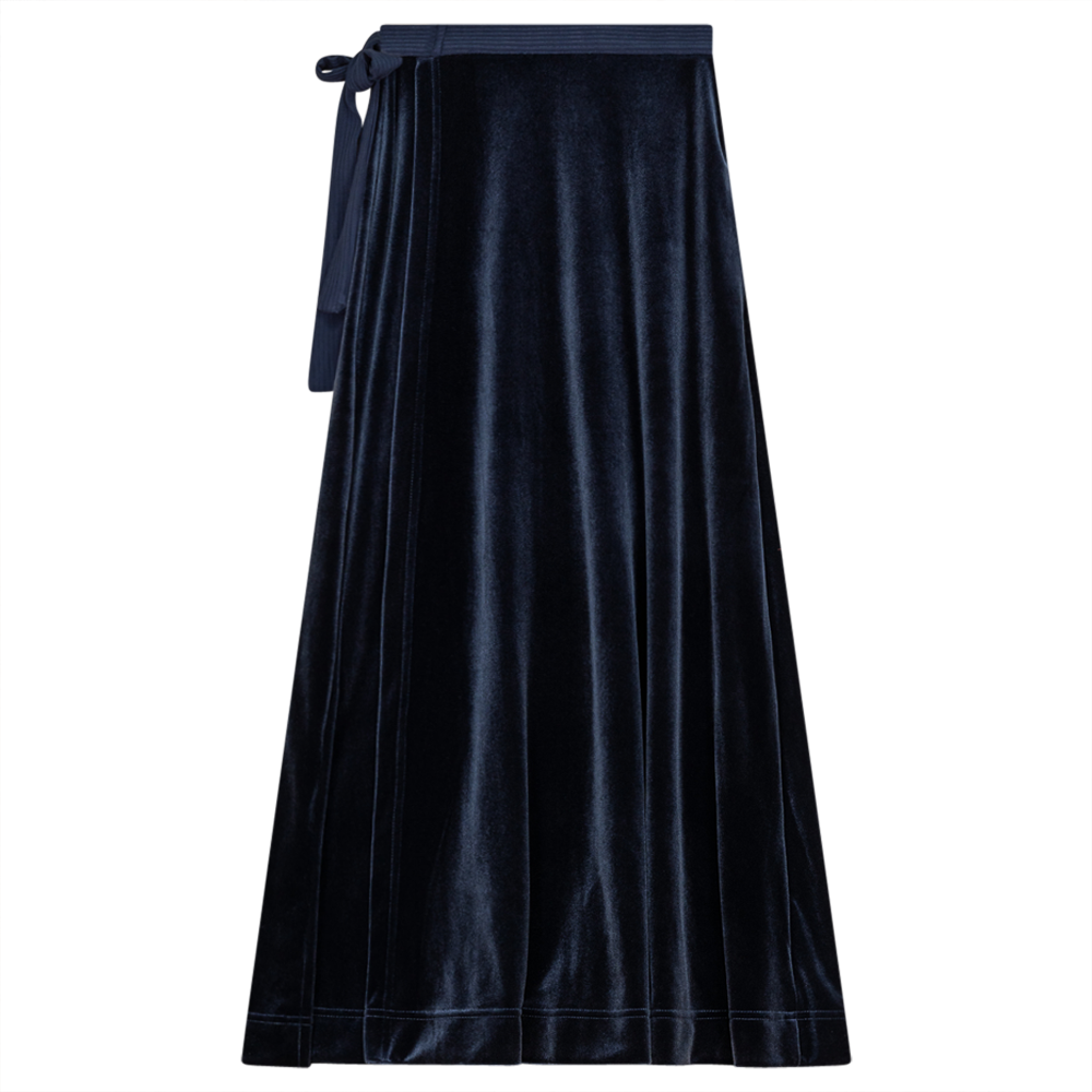 Wrap Velour Long Skirt