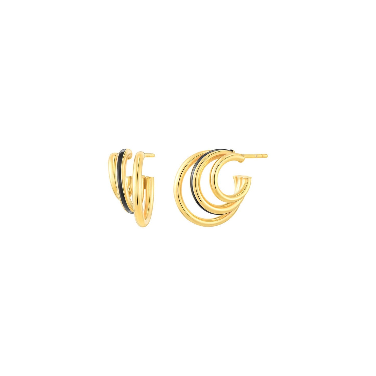 Enamel Triple Hoop Earrings