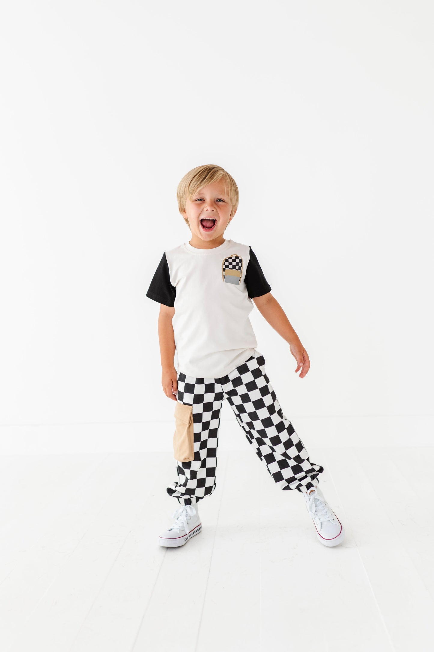 Boy Backpack Colorblock Tee(cool to be kind on back)