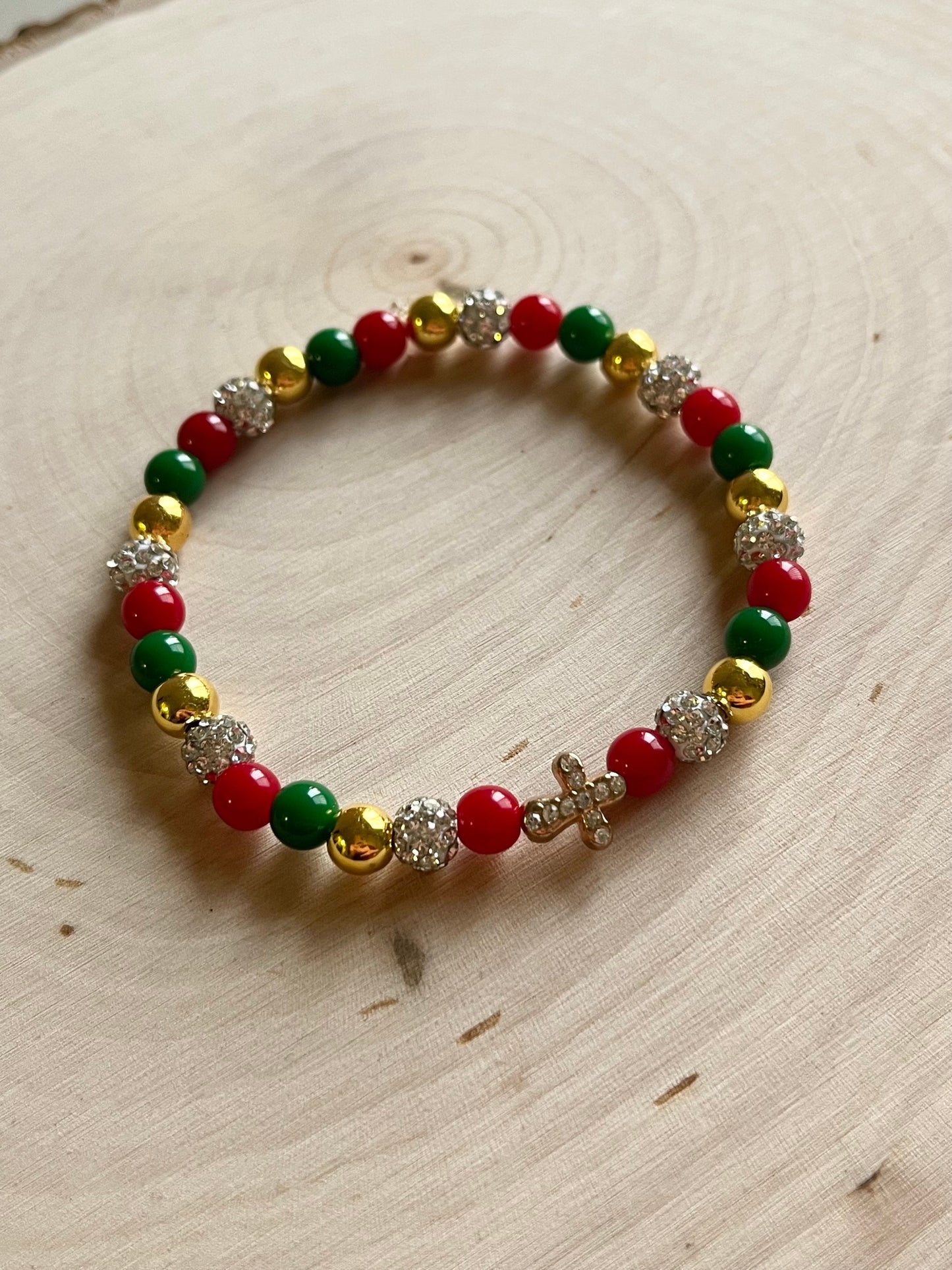 Noel Christmas Cross Bead Bracelet – Christian Holiday Jewelry Gift for Women