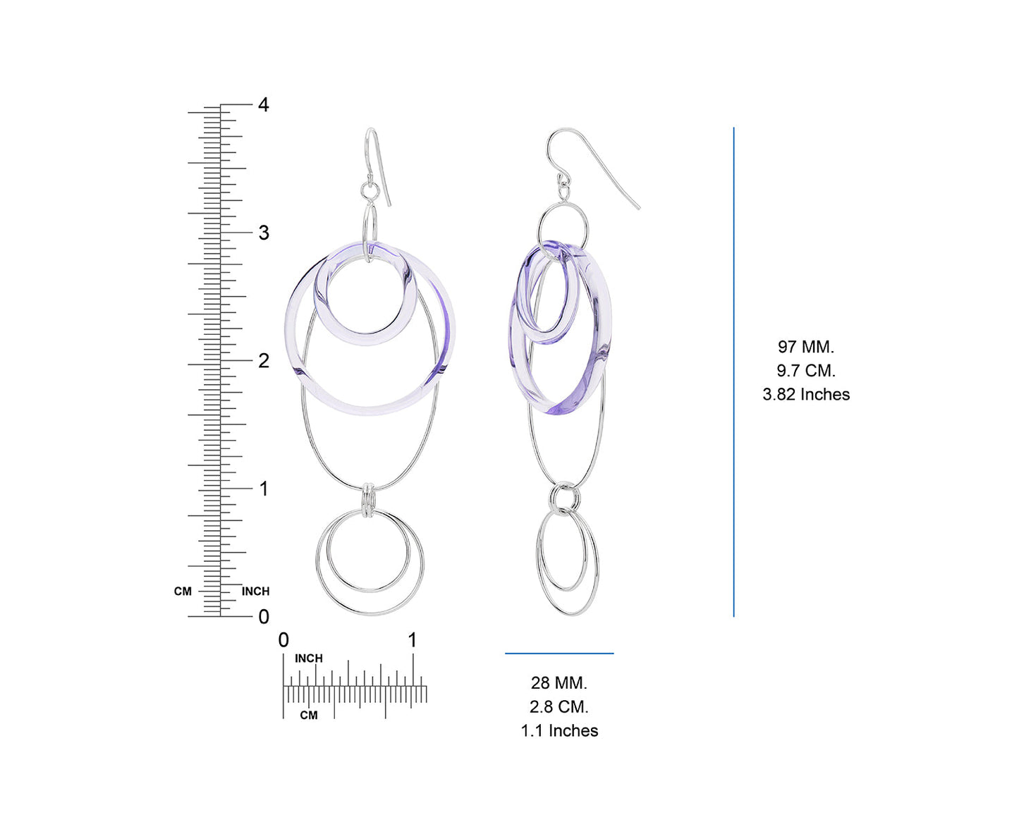 Purple and Silver Oval Drop Earrings