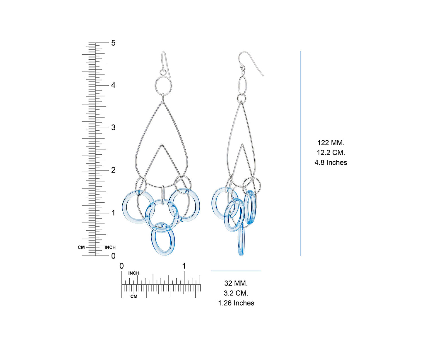 Blue and Silver Rain Drop Dangle Earrings