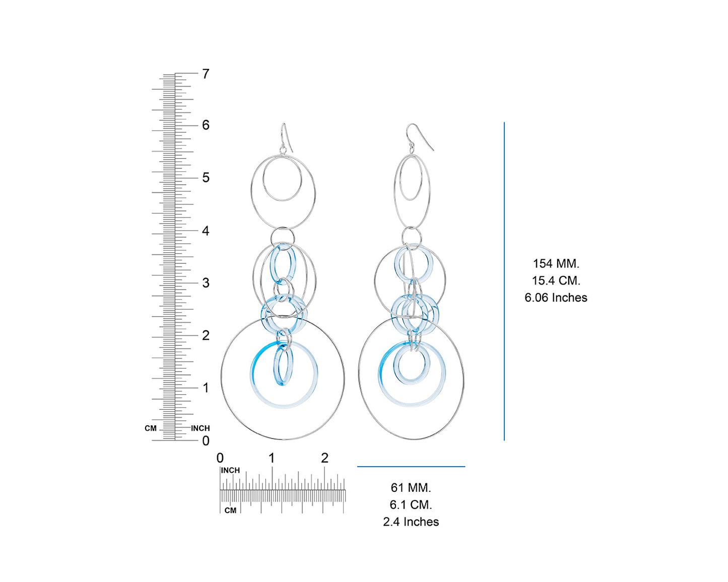 Blue and Silver Extra Long Drop Earrings