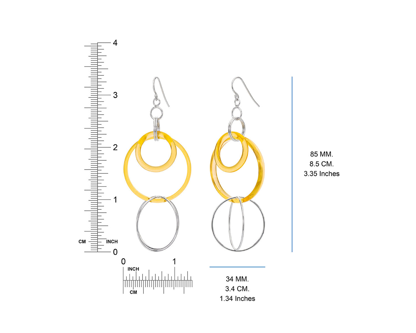 Lucite and Silver Axis Drop Earrings