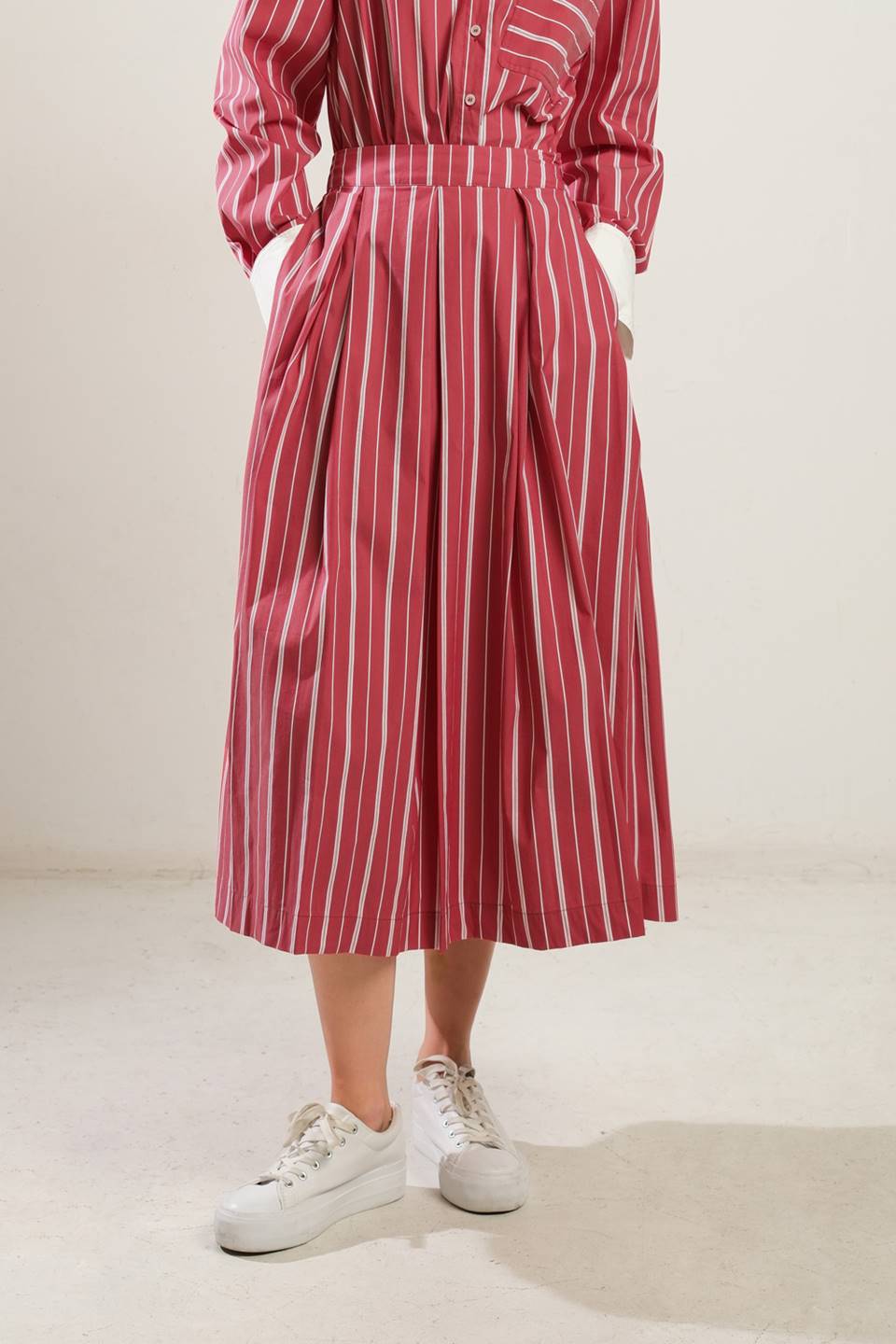 Behind the Grin Woven Midi Skirt