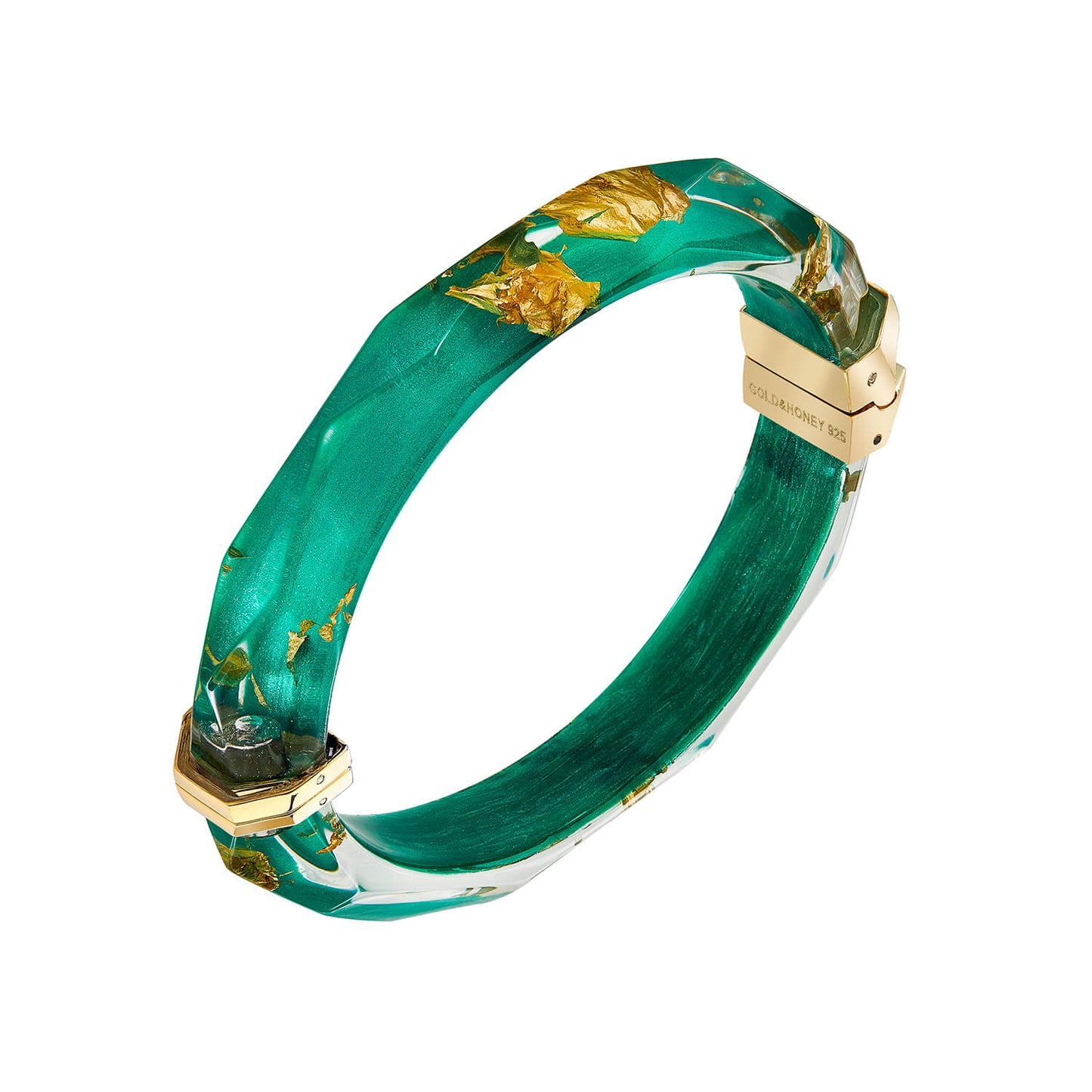 Gold Leaf Thin Faceted Lucite Bangles
