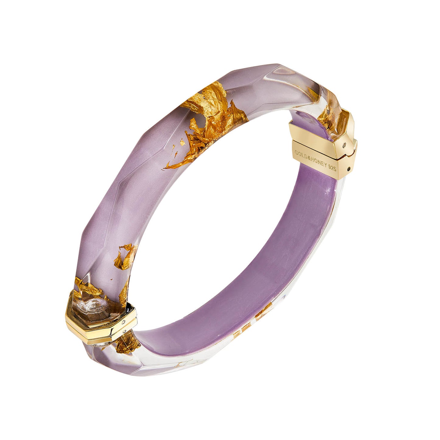 Gold Leaf Thin Faceted Lucite Bangles