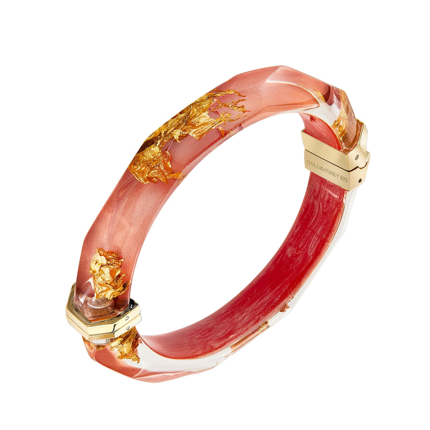 Gold Leaf Thin Faceted Lucite Bangles