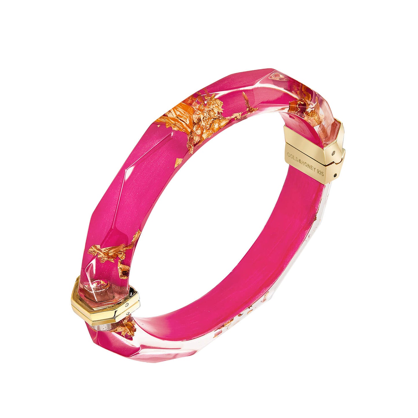 Gold Leaf Thin Faceted Lucite Bangles