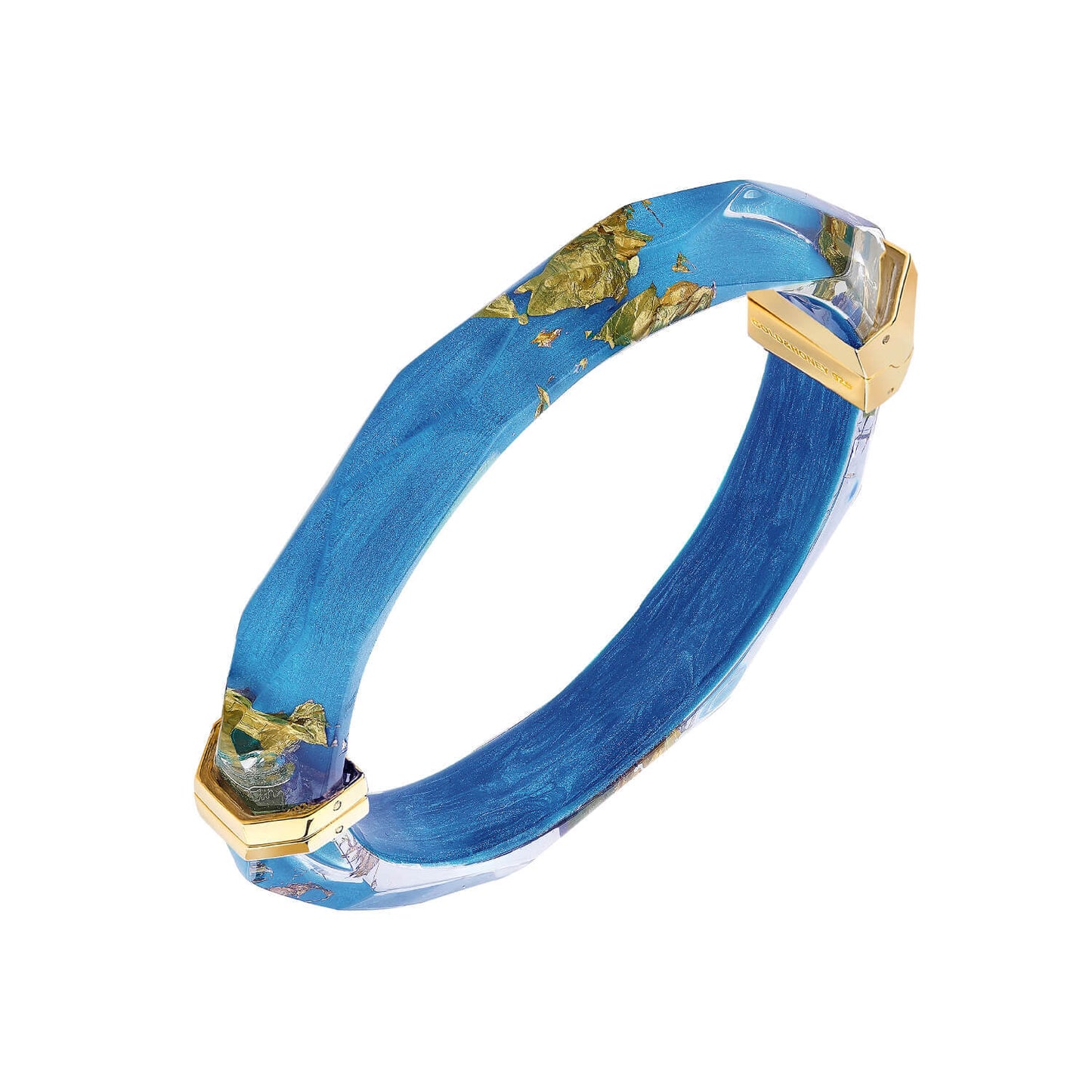 Gold Leaf Thin Faceted Lucite Bangles