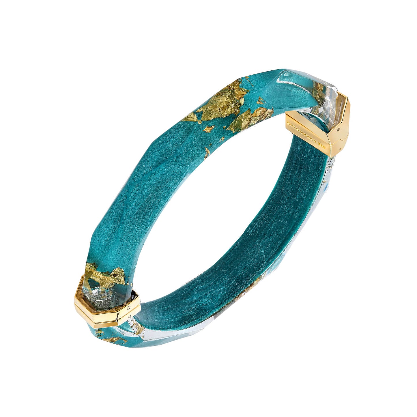 Gold Leaf Thin Faceted Lucite Bangles