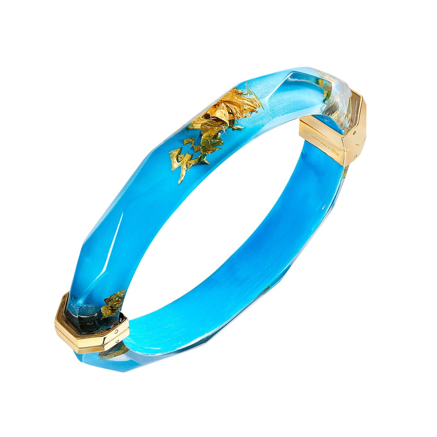 Gold Leaf Thin Faceted Lucite Bangles