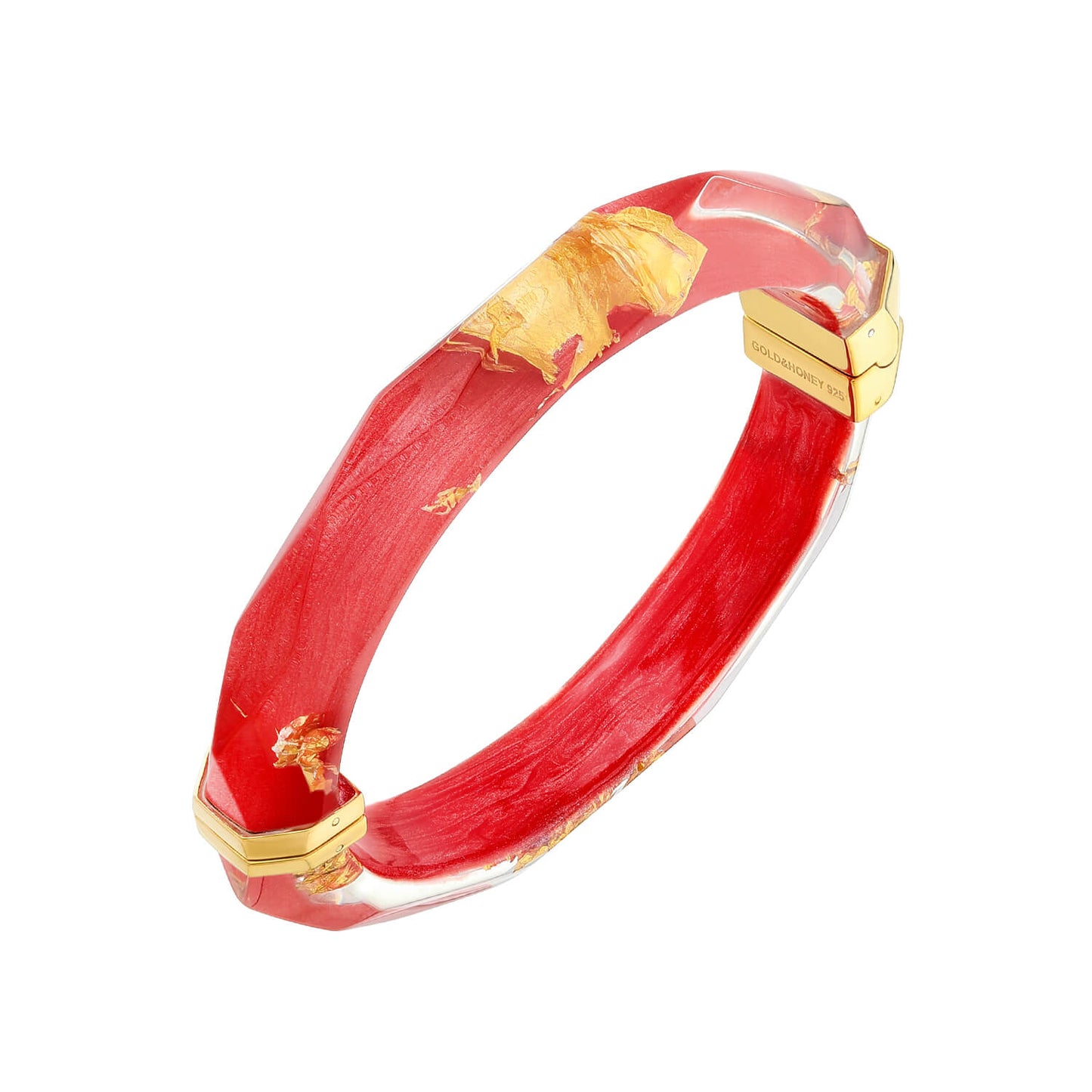 Gold Leaf Thin Faceted Lucite Bangles