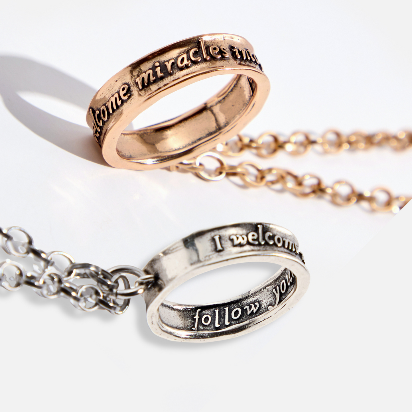 I Welcome Miracles Follow Your Bliss Ring Original Necklace