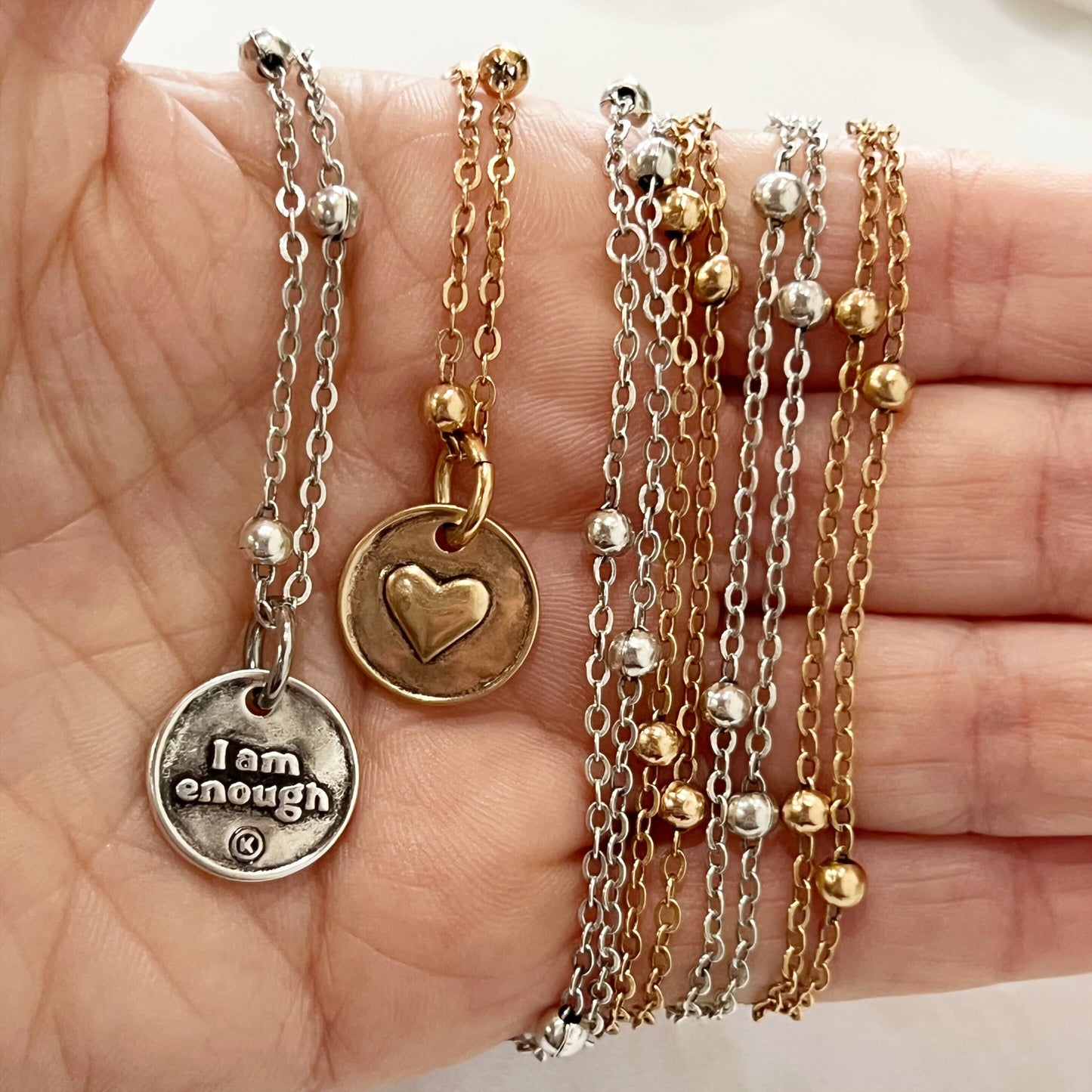 I Am Enough Heart Dainty Necklace