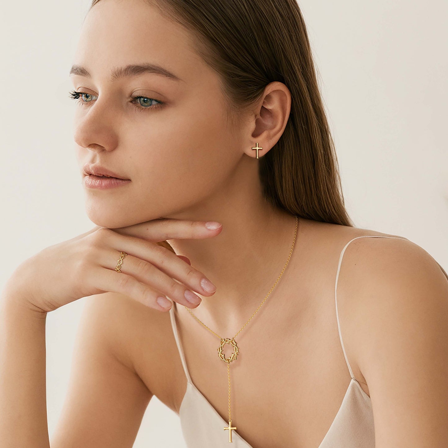 Cross Crown of Thorns Necklace
