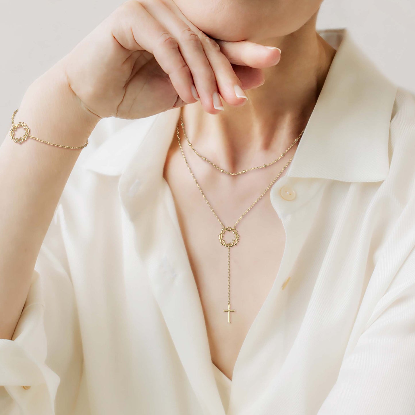 Cross Crown of Thorns Necklace