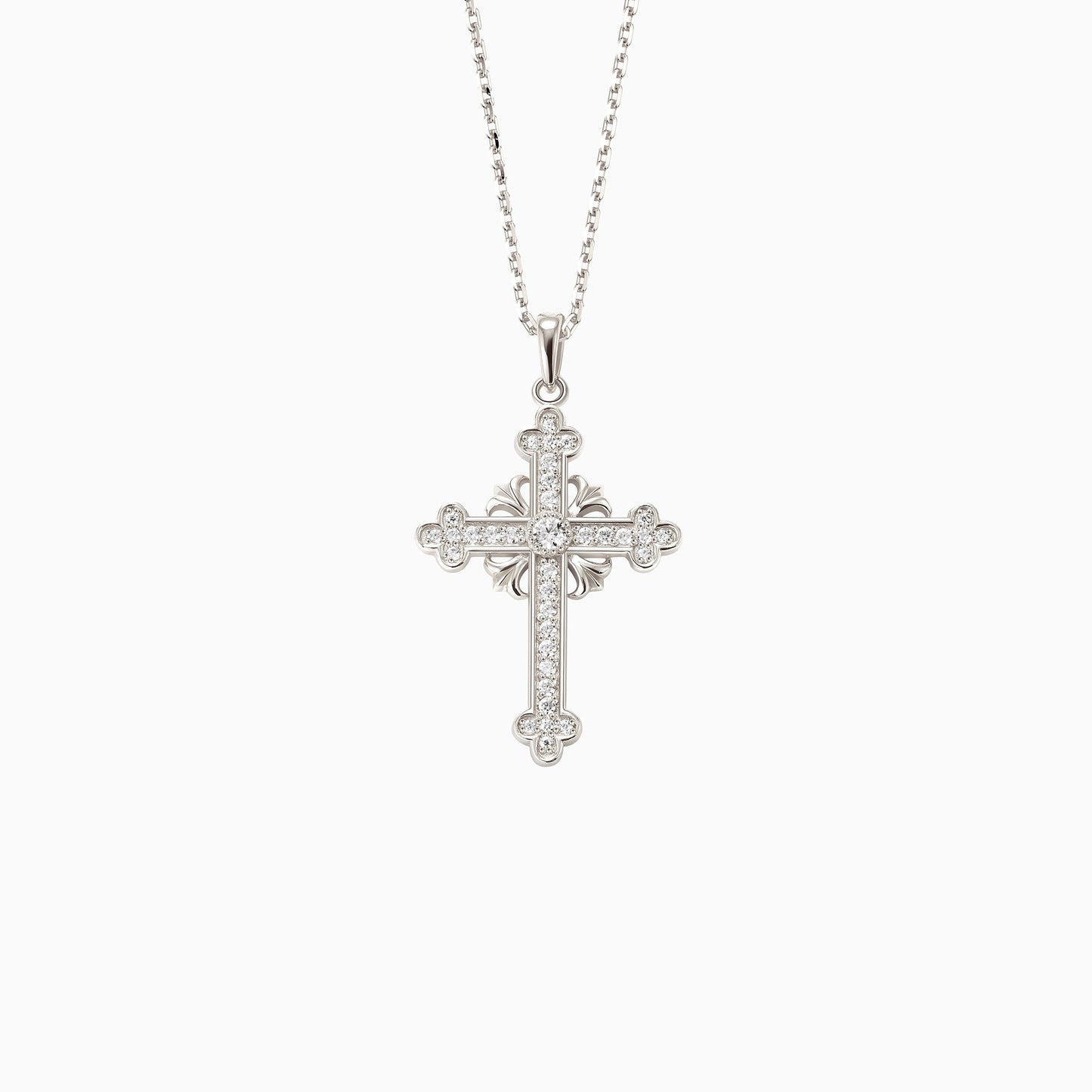 Fleur-de-Lis Radiance Cross Pendant Necklace
