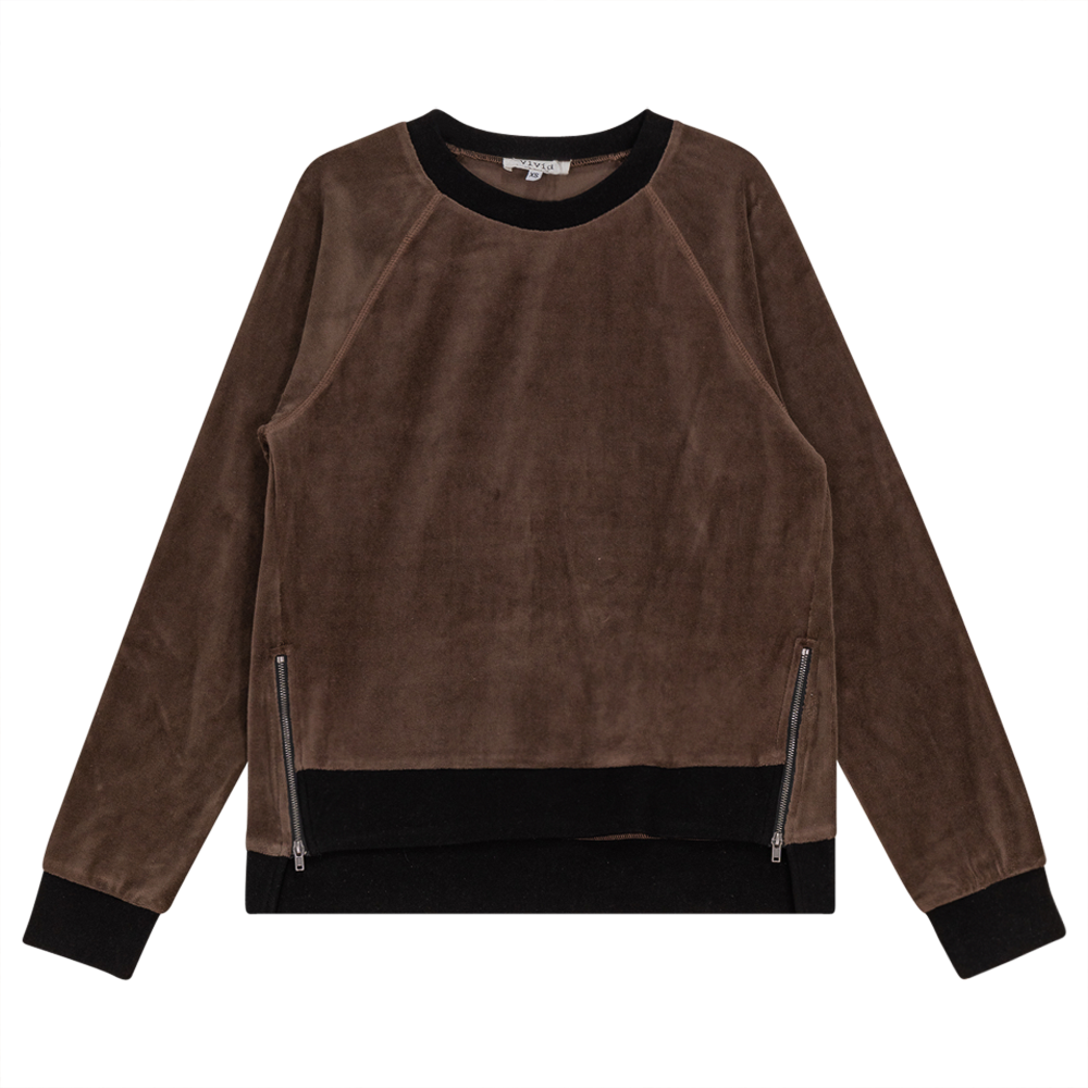 Cotton Velour Raglan Sleeve Zipper Top