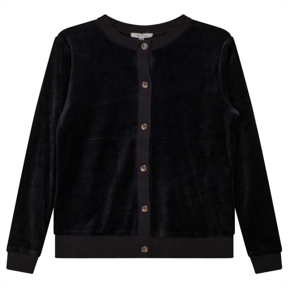Velour Round Neck Cardigan