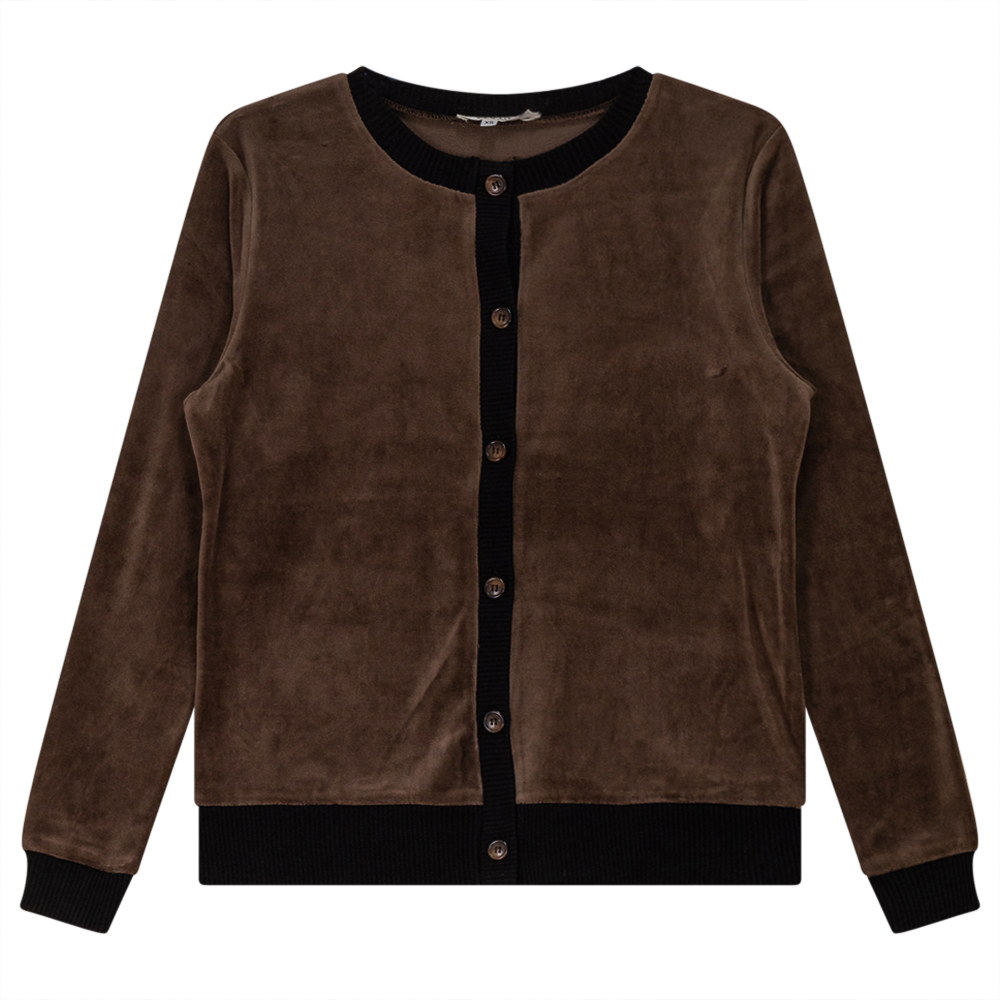 Velour Round Neck Cardigan