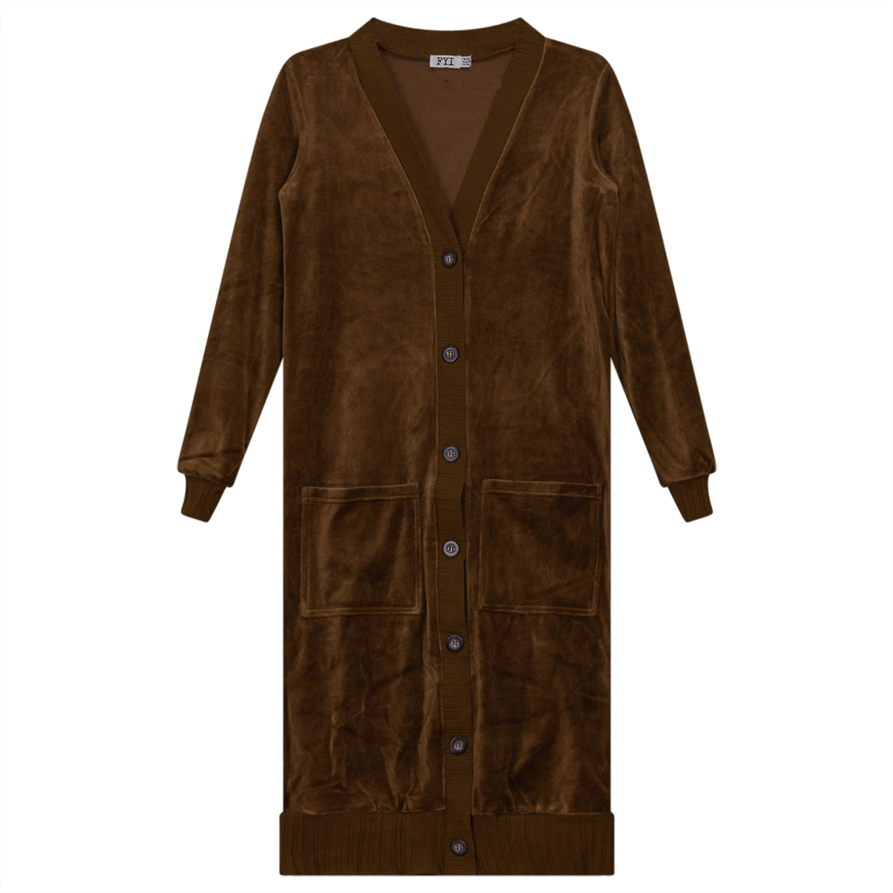 Cotton Velour Long Cardigan
