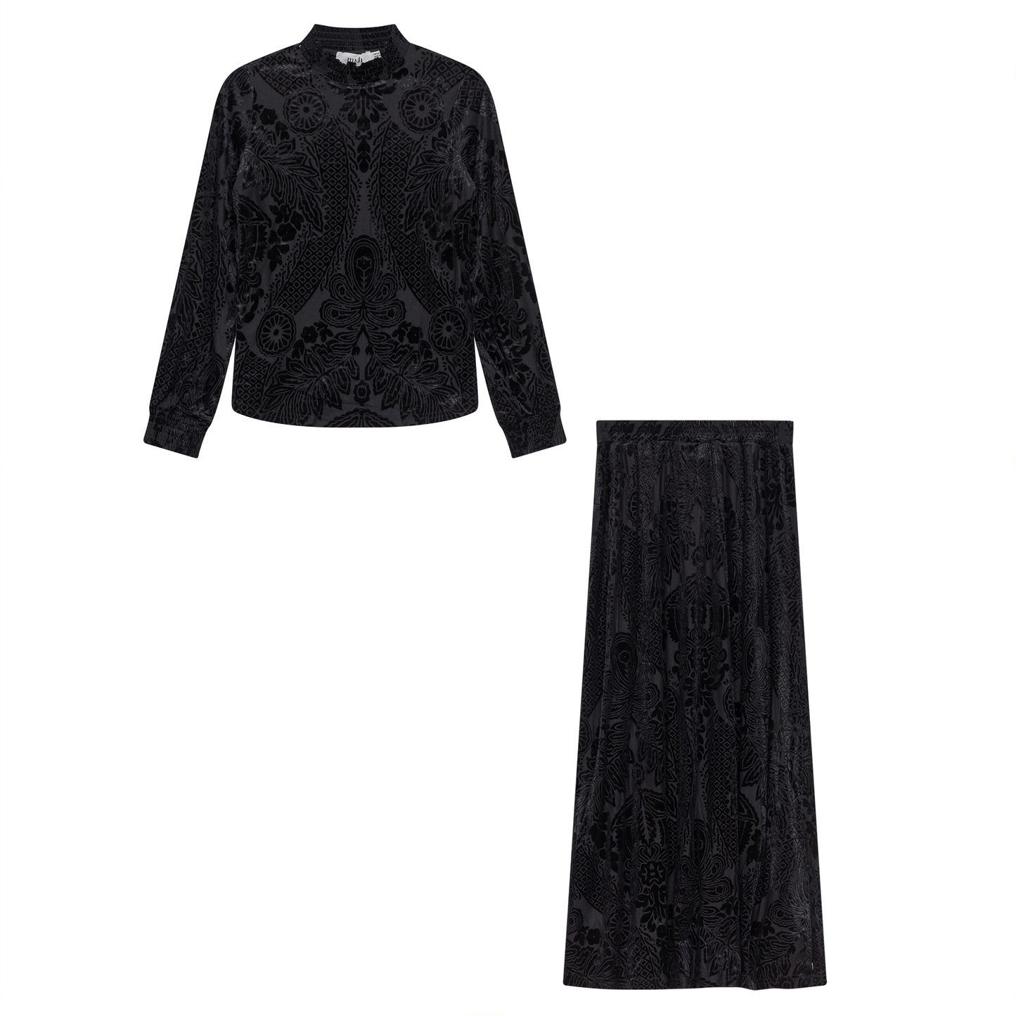 Burnout Velour A Line Skirt 2 PC Maxi Set