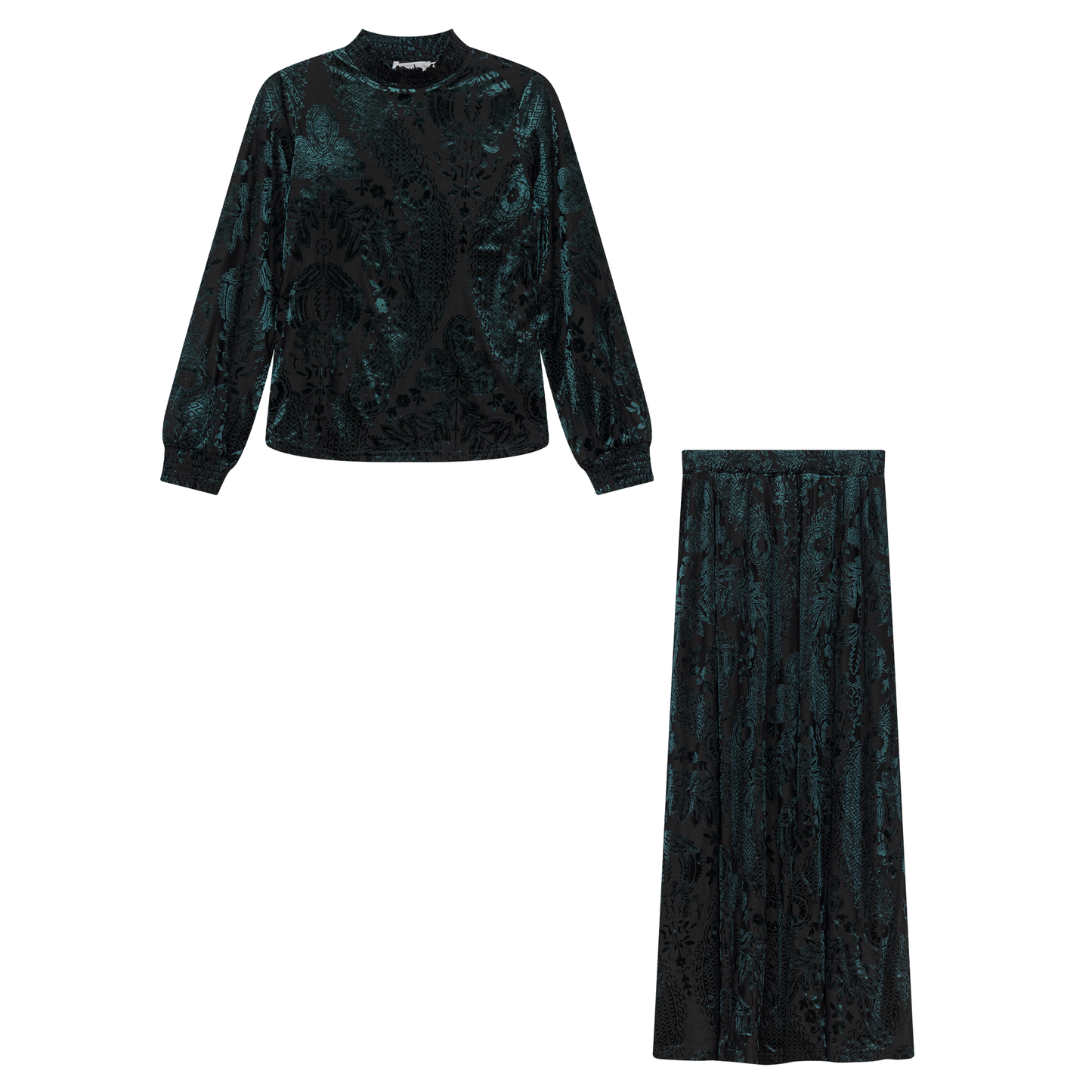Burnout Velour A Line Skirt 2 PC Maxi Set