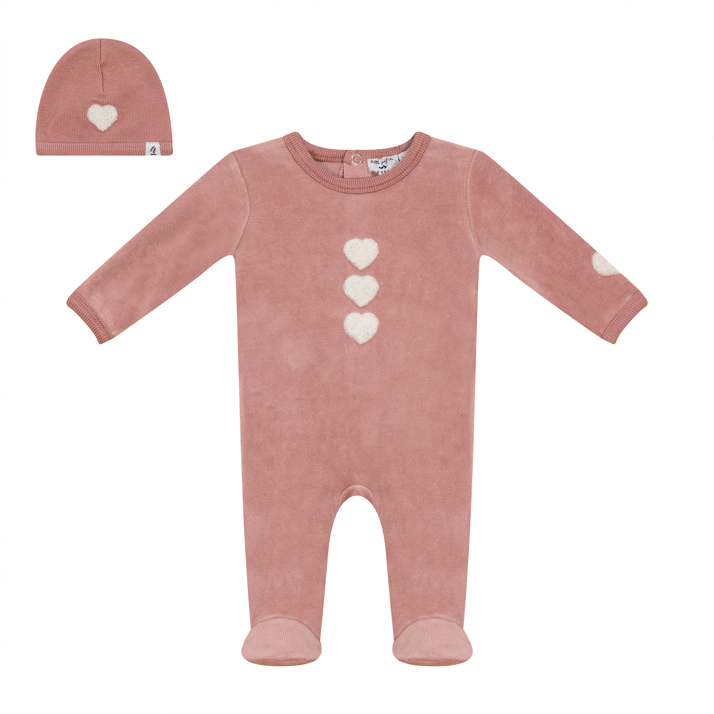 Velour Hook Stitch Onesie with Hat