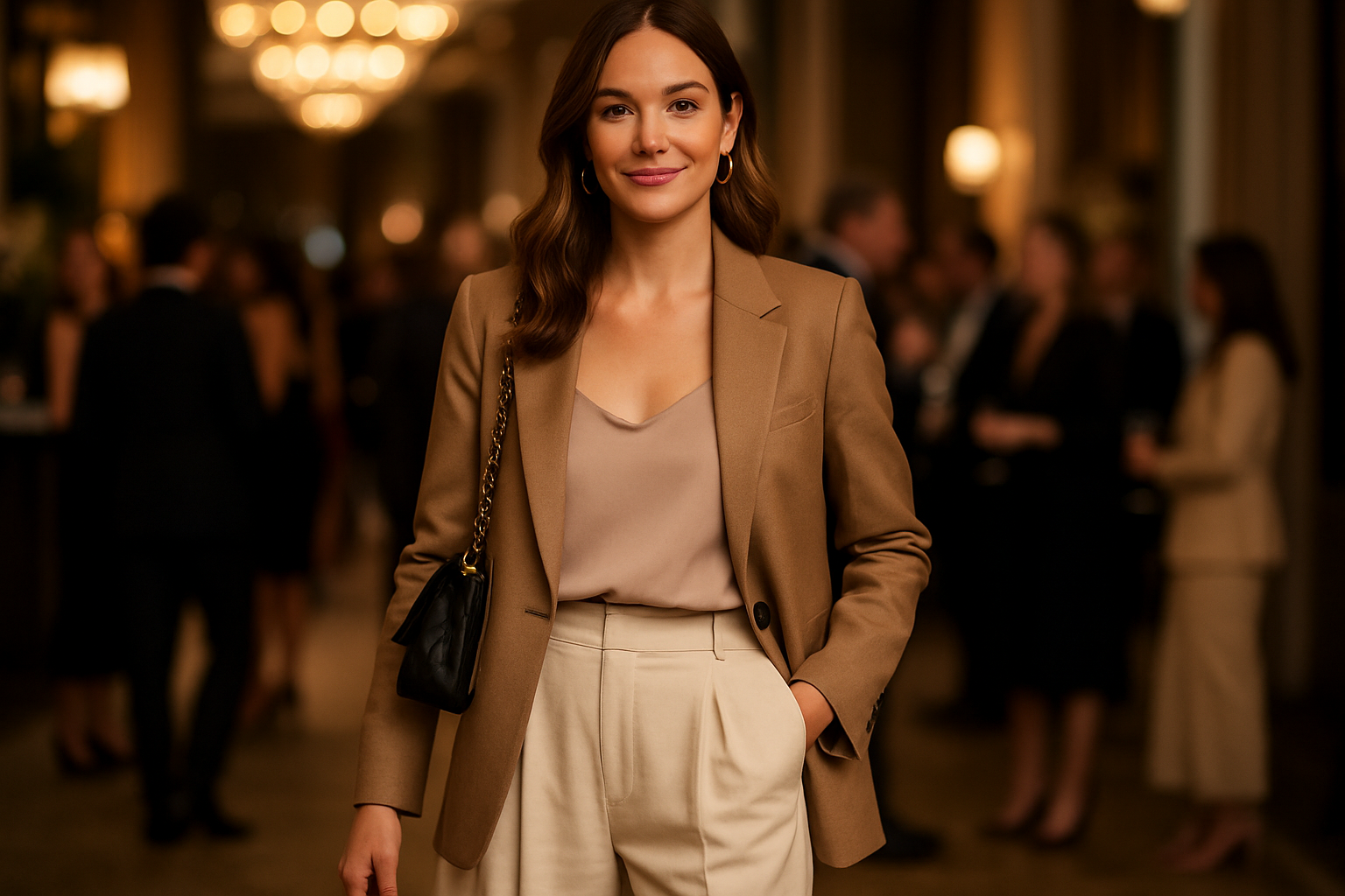Attractive woman wearing casual chic outfit at an event