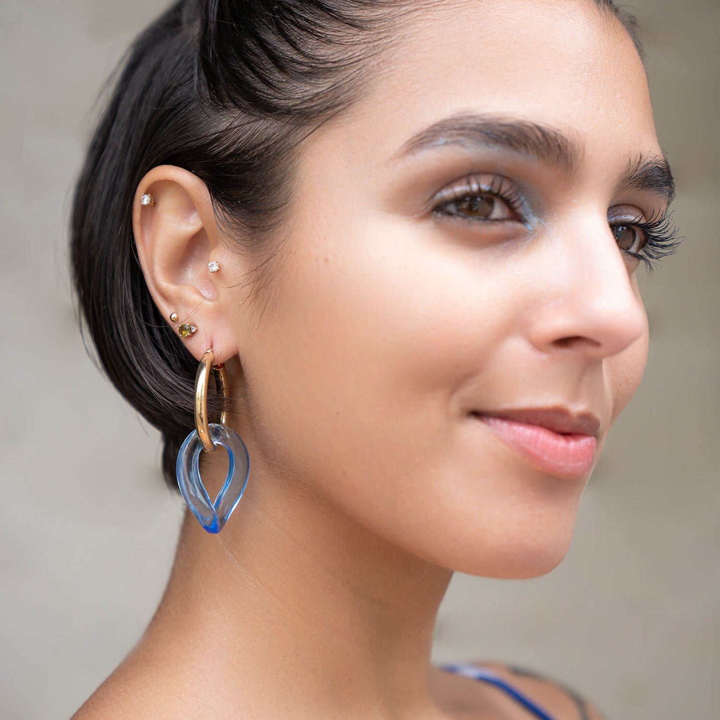 Lucite Curb Link Hoop Earrings